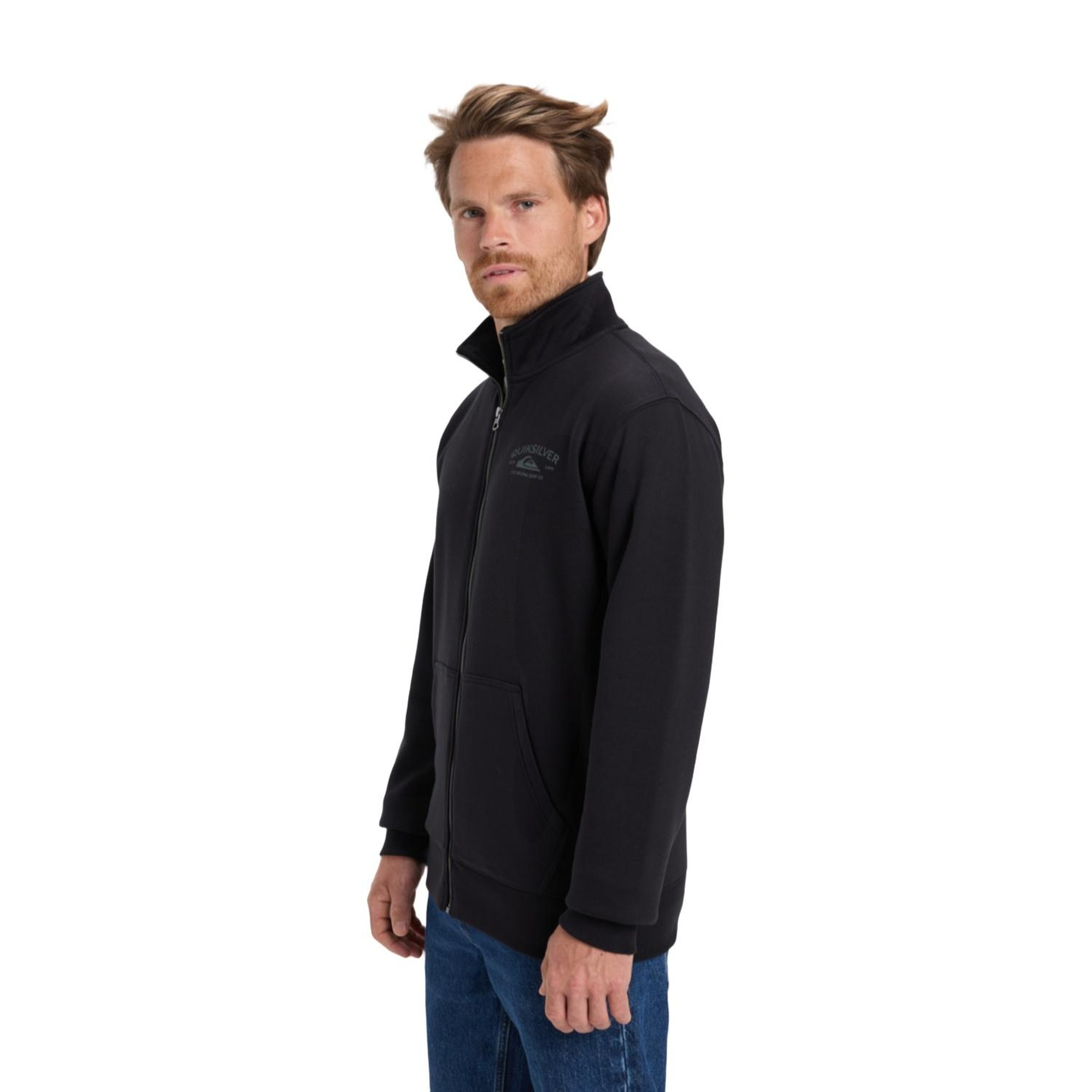 Quiksilver Zip Fleece No Hood Erkek Siyah Sweatshirt