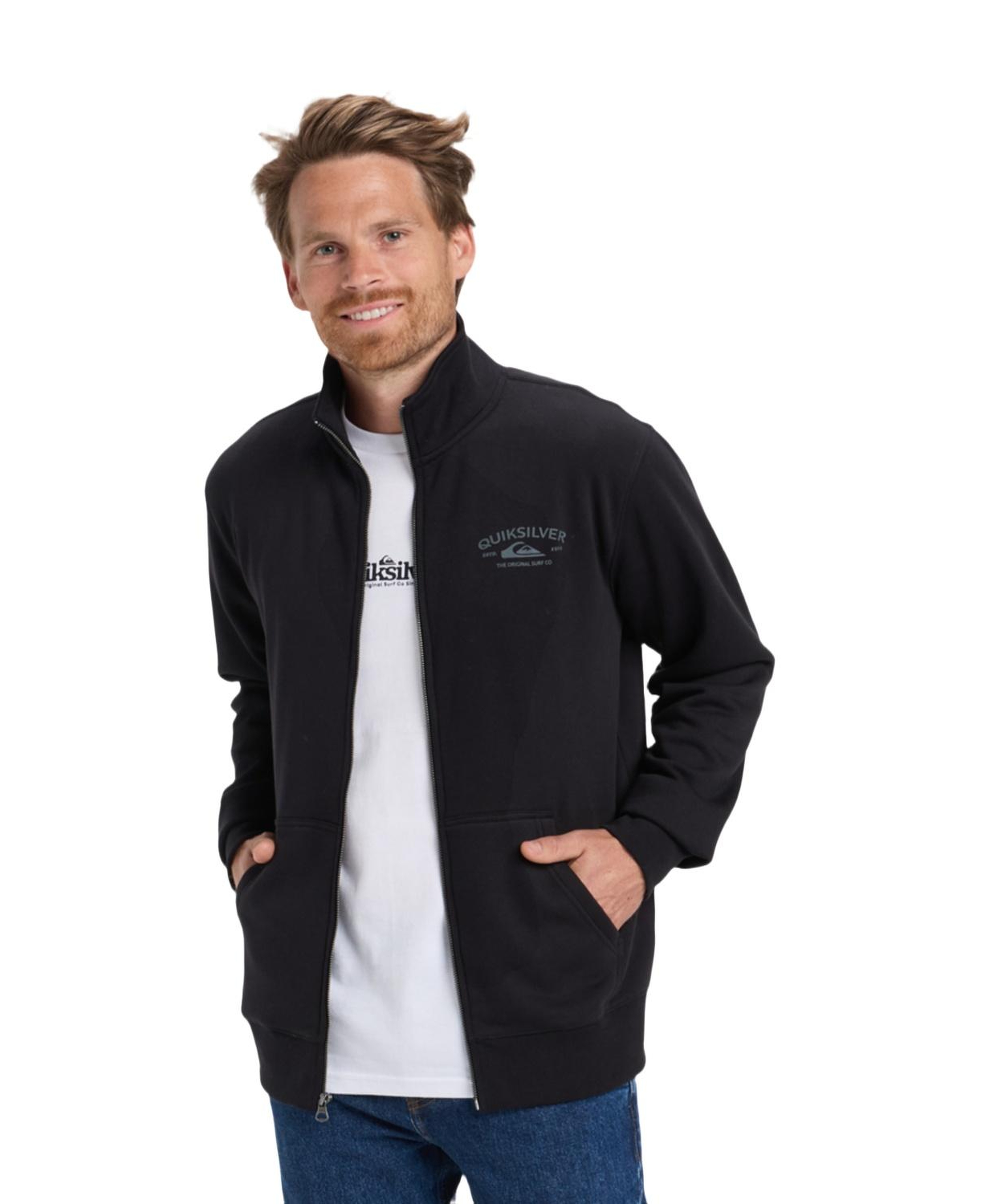 Quiksilver Zip Fleece No Hood Erkek Siyah Sweatshirt