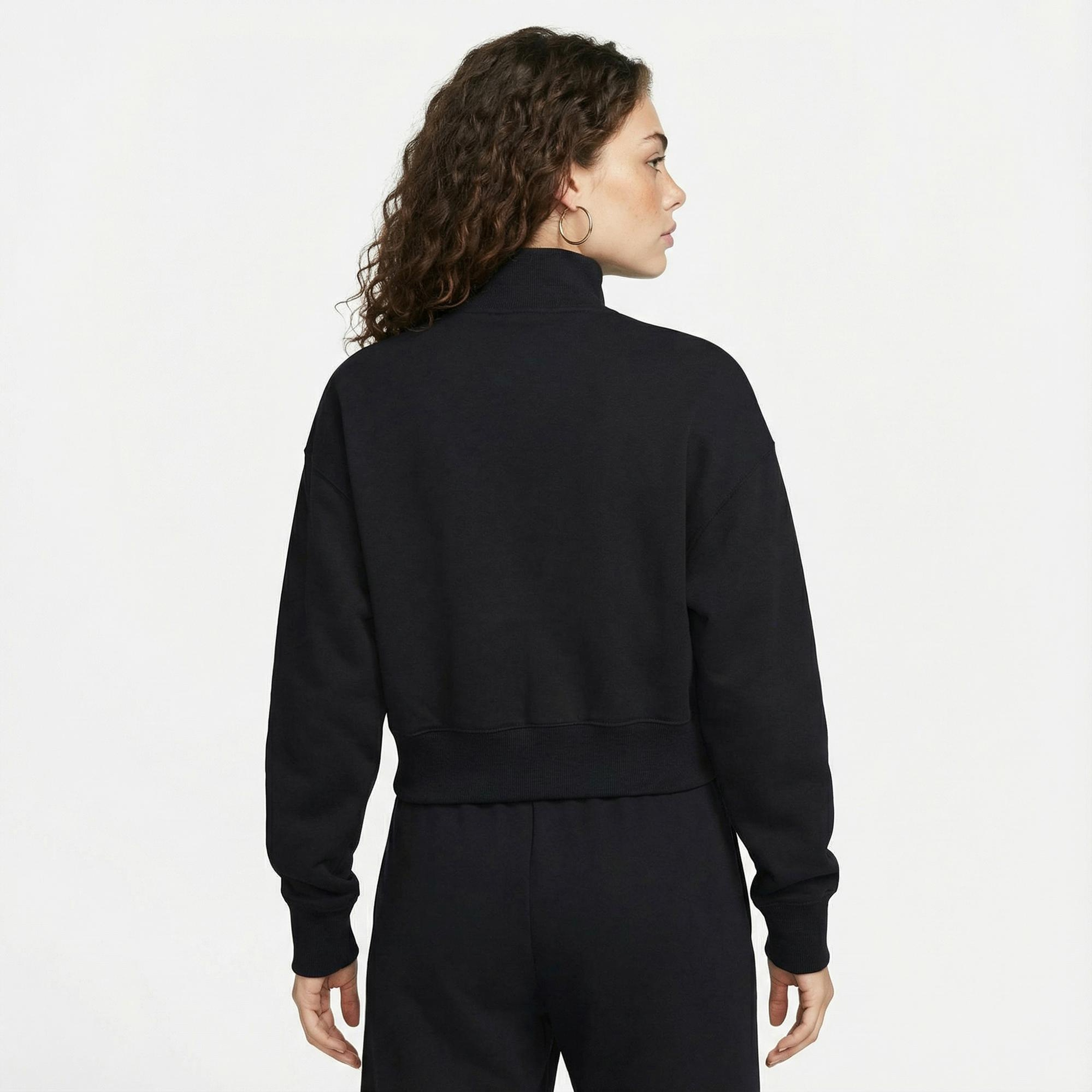 Nike Sportswear Phoenix Fleece  Crop Kadın Siyah Sweatshirt