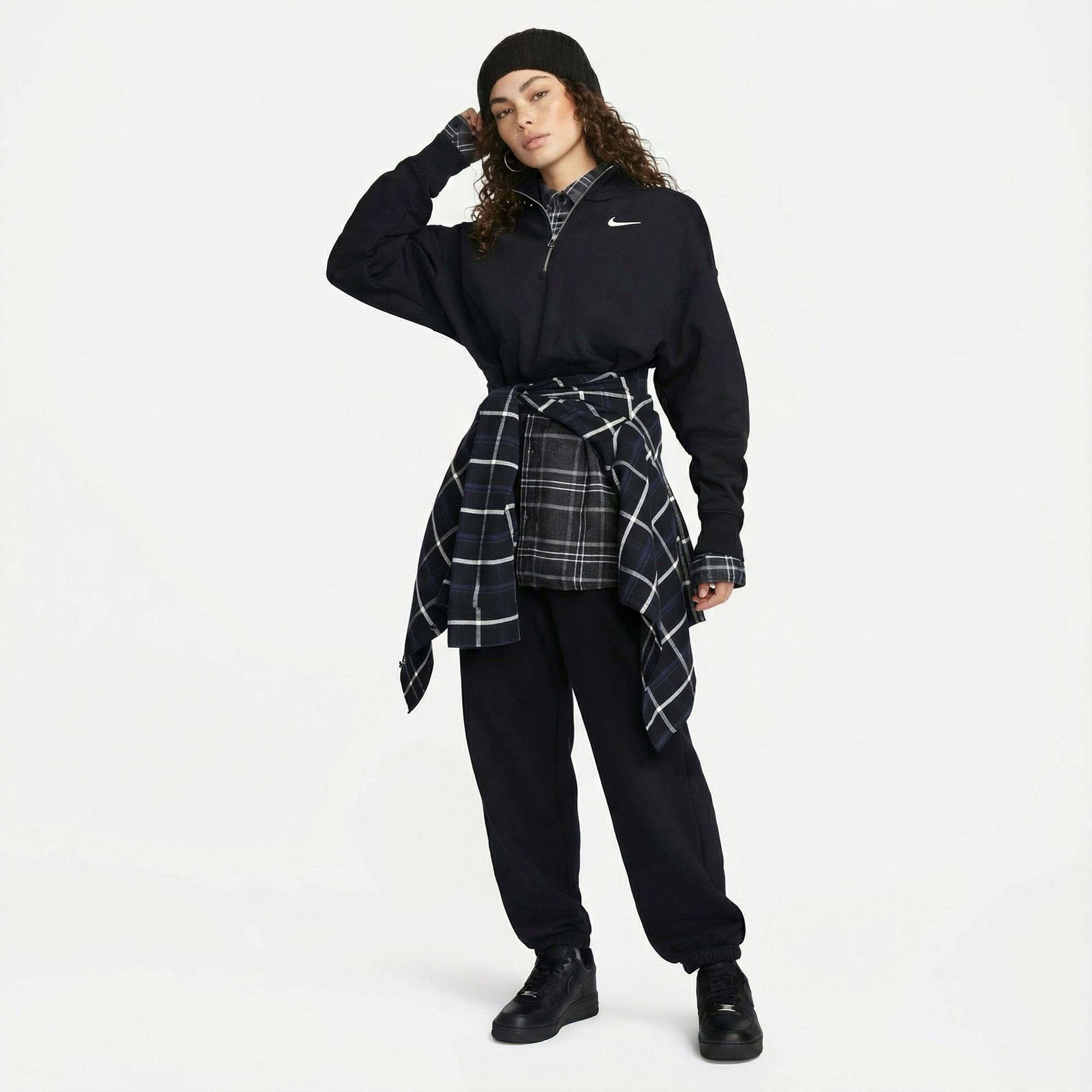 Nike Sportswear Phoenix Fleece  Crop Kadın Siyah Sweatshirt