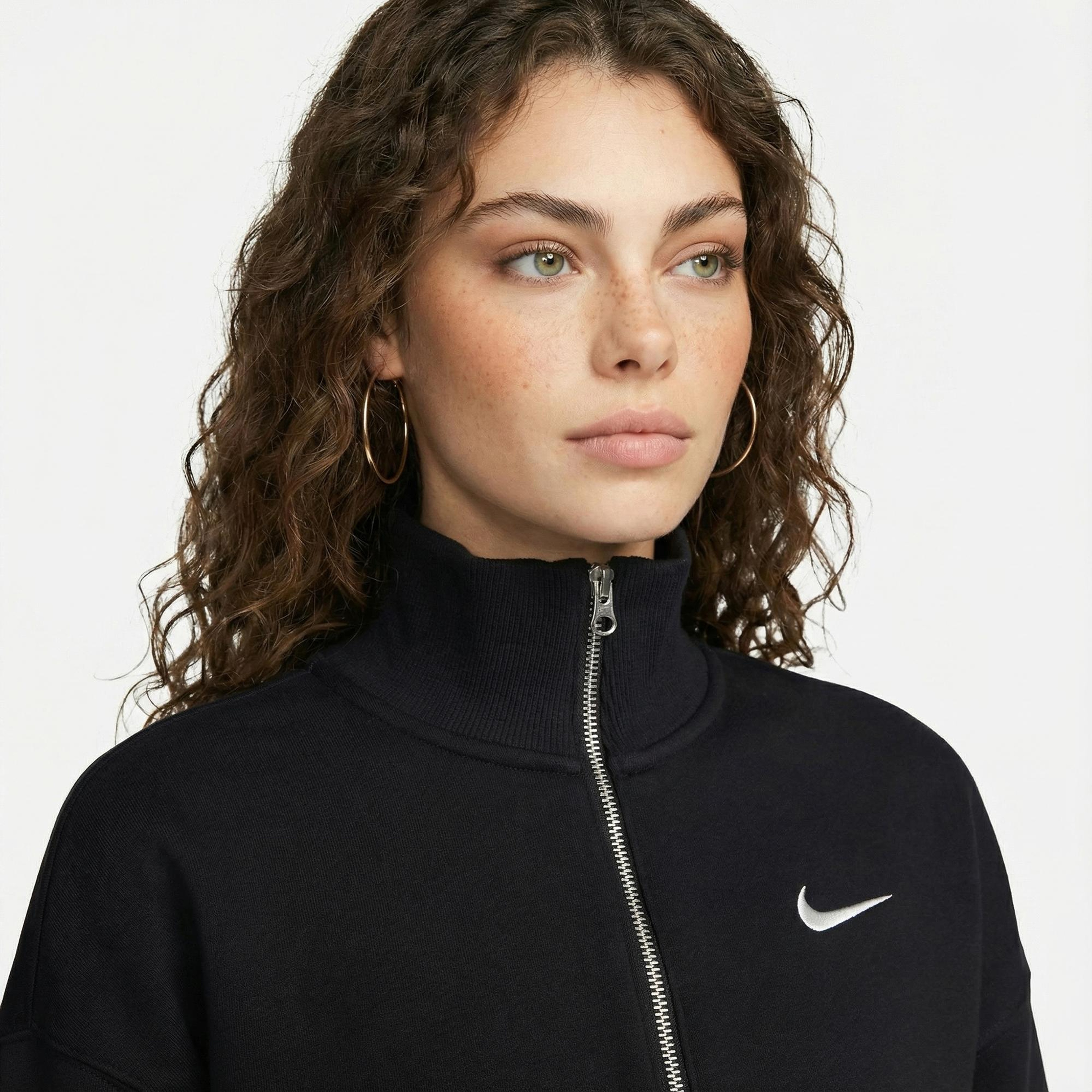 Nike Sportswear Phoenix Fleece  Crop Kadın Siyah Sweatshirt