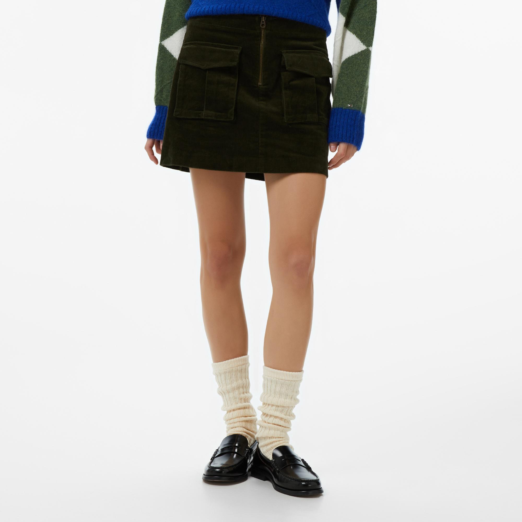 Tommy Hilfiger Corduroy Mini Kadın Yeşil Etek