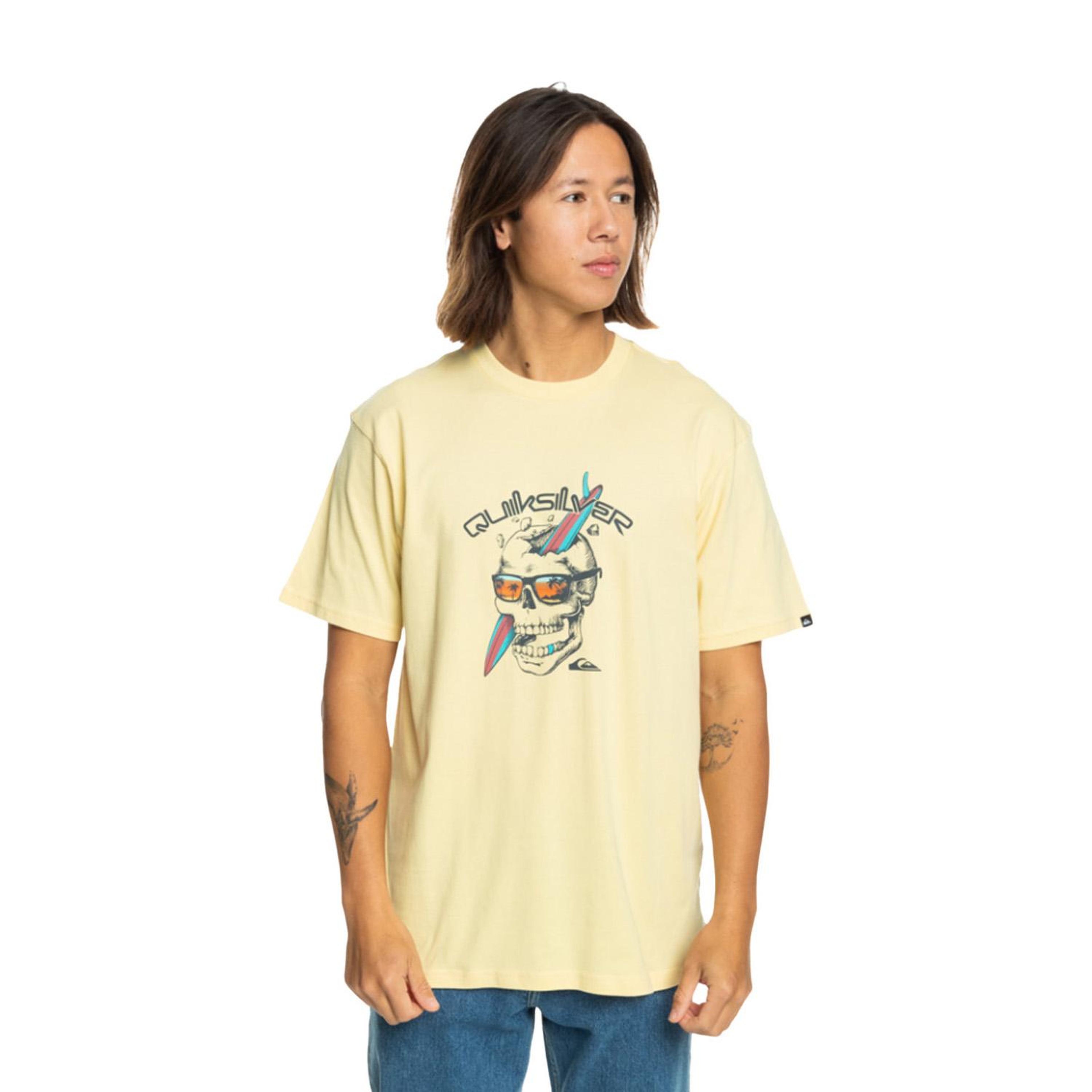 Quiksilver One Last Surf Erkek Sarı Tişört