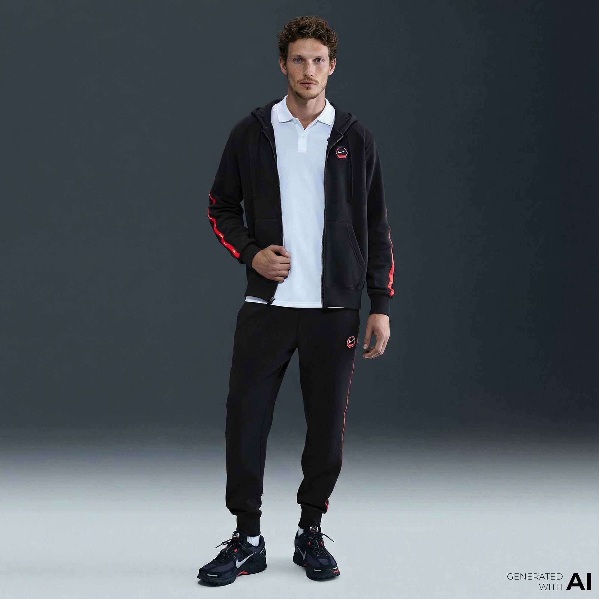 Nike Sportswear City Side Fleece Erkek Siyah Kapüşonlu Hoodie