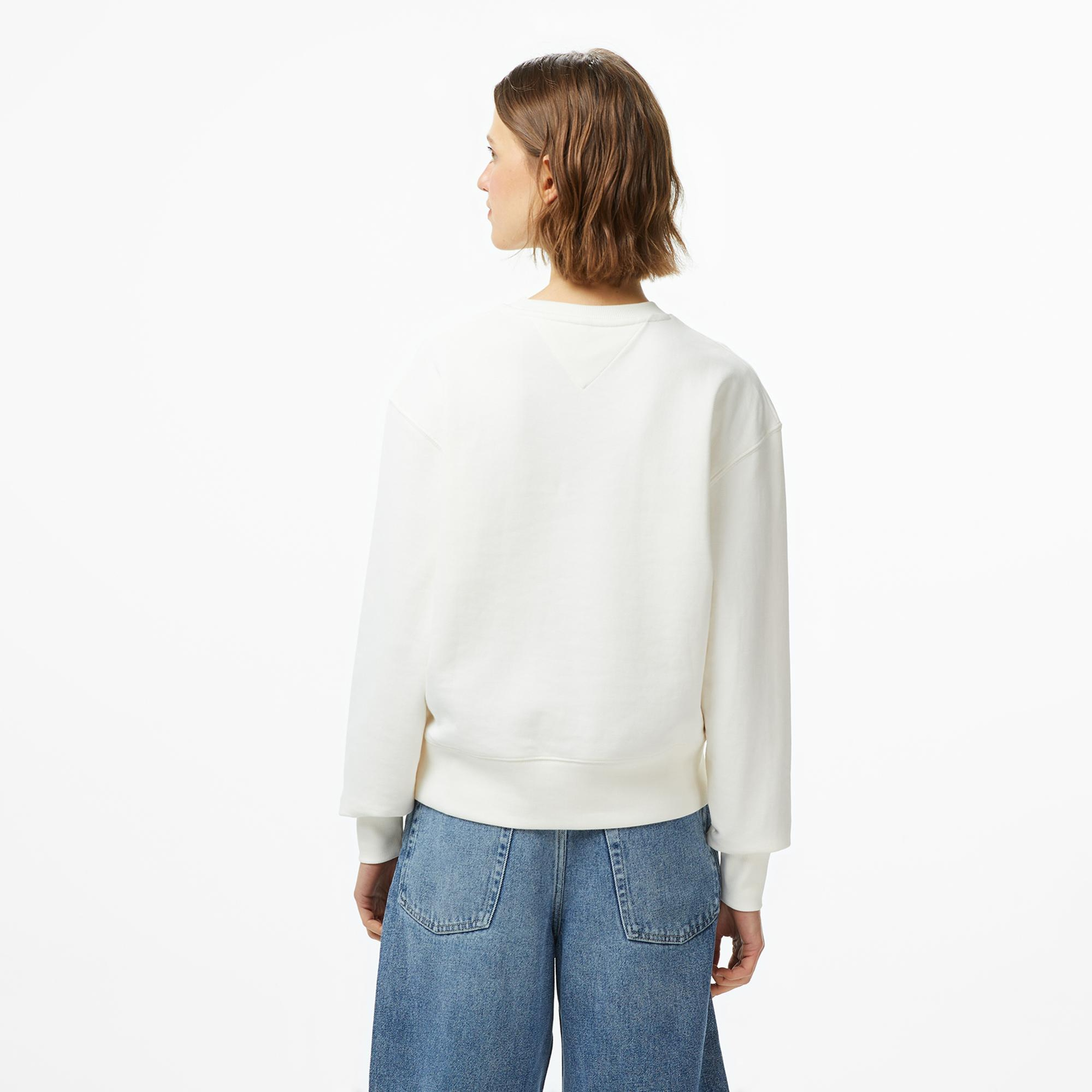 Tommy Hilfiger Lurex Script Regular Kadın Beyaz Sweatshirt