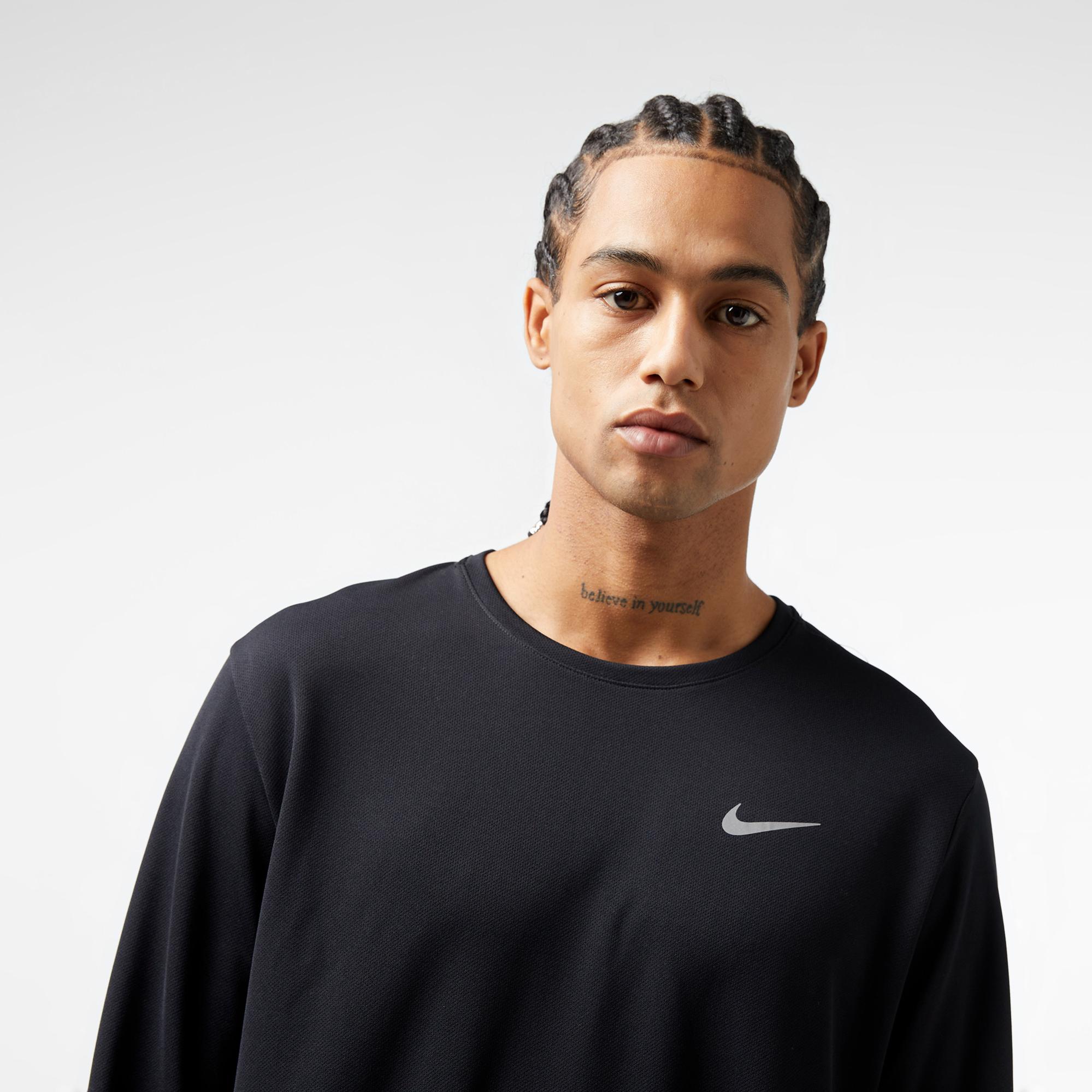 Nike Dri-Fit Miler Erkek Siyah Uzun Kollu T-Shirt