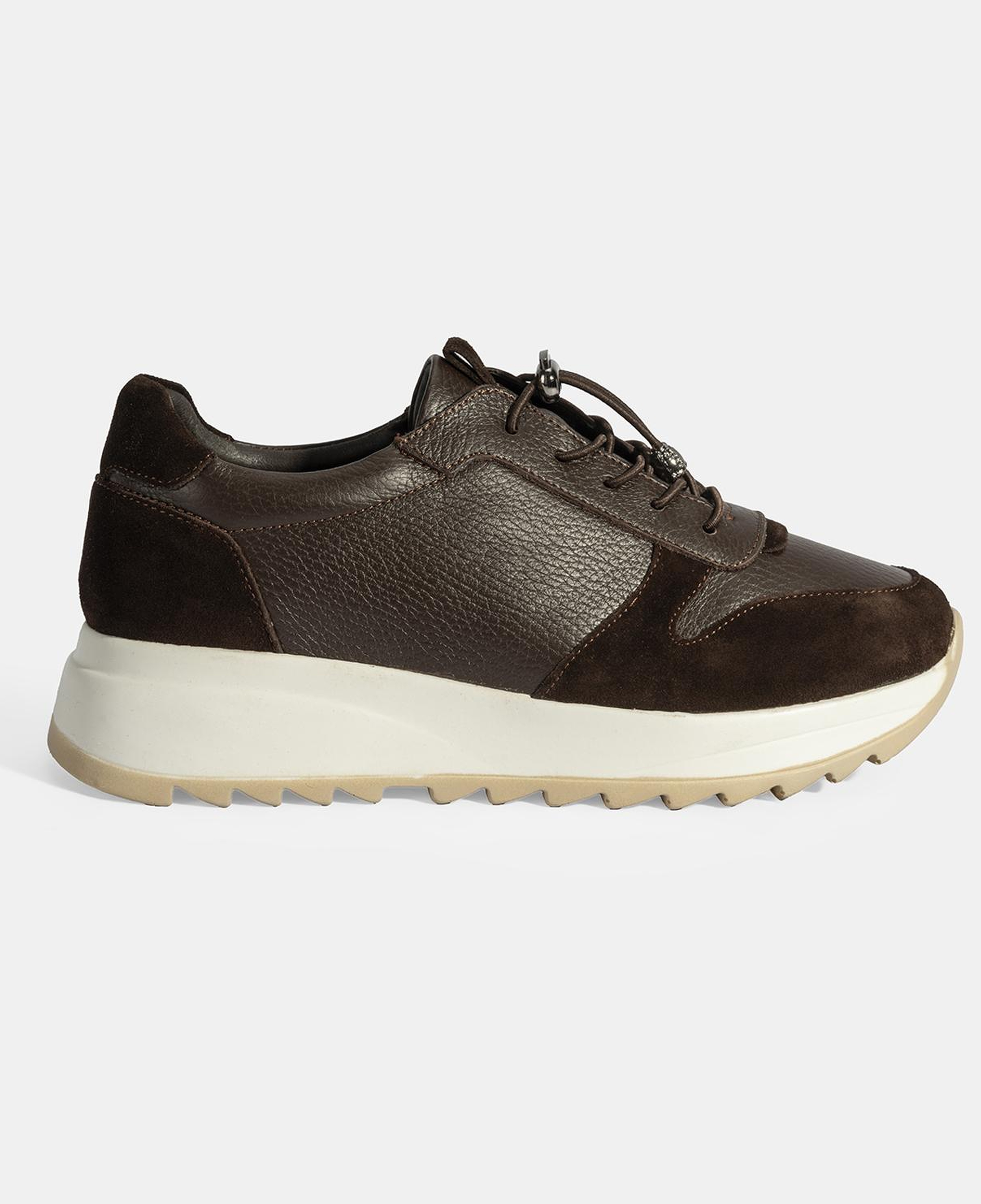 Kadın Kahve Bağcıklı Deri Spor Ayakkabı