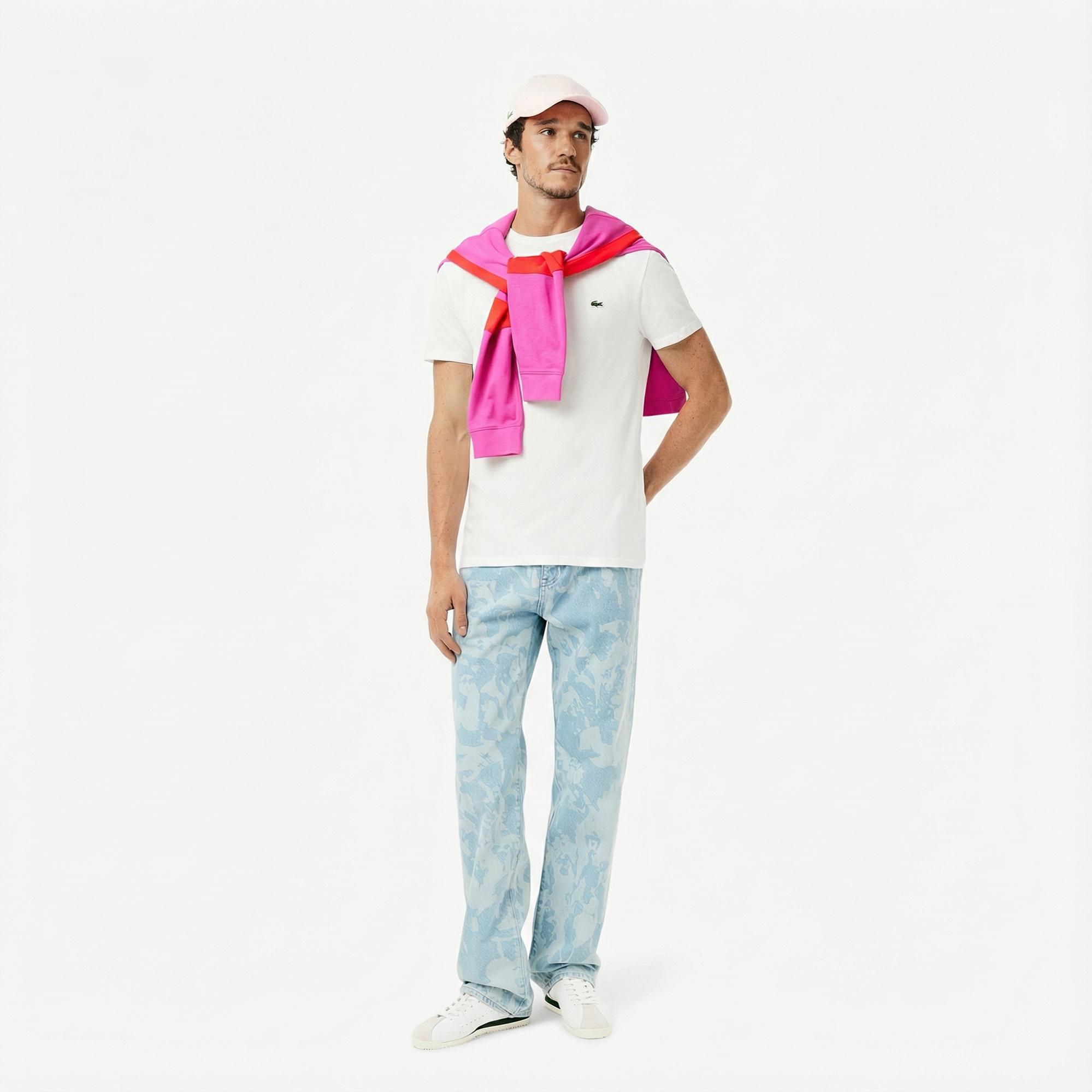 Lacoste Erkek Regular Fit Bisiklet Yaka Beyaz T-Shirt