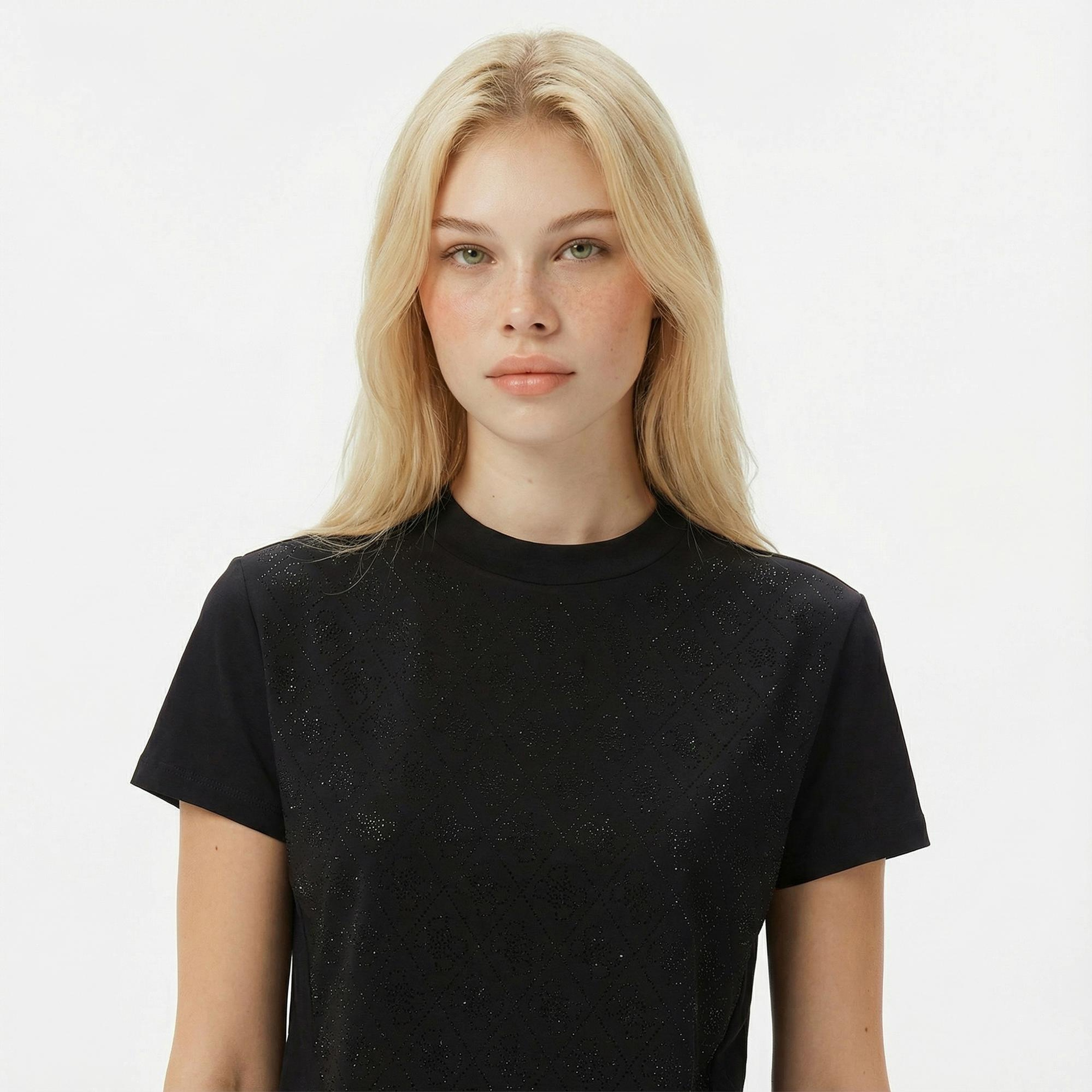 Guess Mock Slim Fit Kadın Siyah T-Shirt