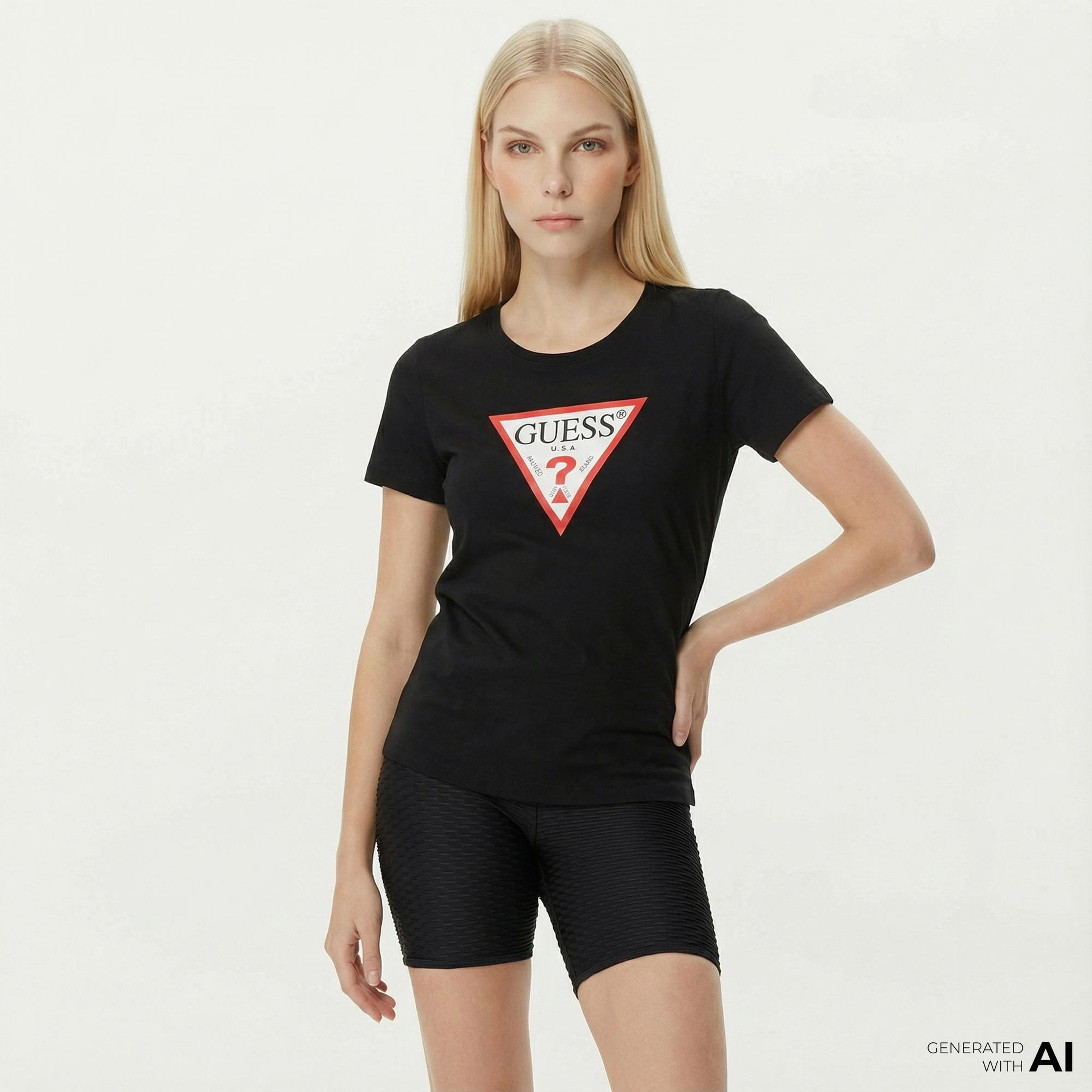 Guess Original Kadın Siyah T-Shirt