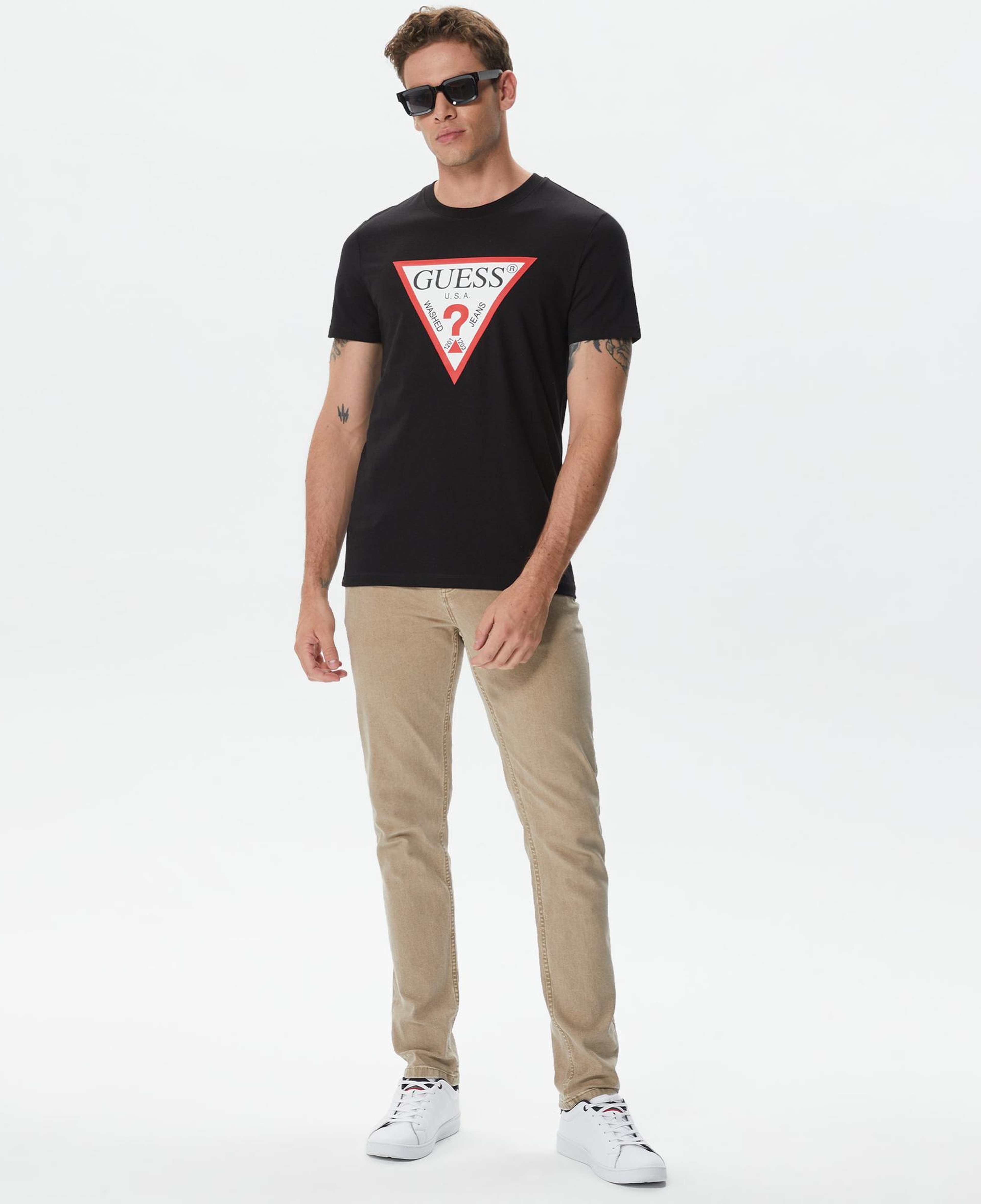 Guess Original Logo Mid Organic Stream Jersey Erkek Siyah T-Shirt
