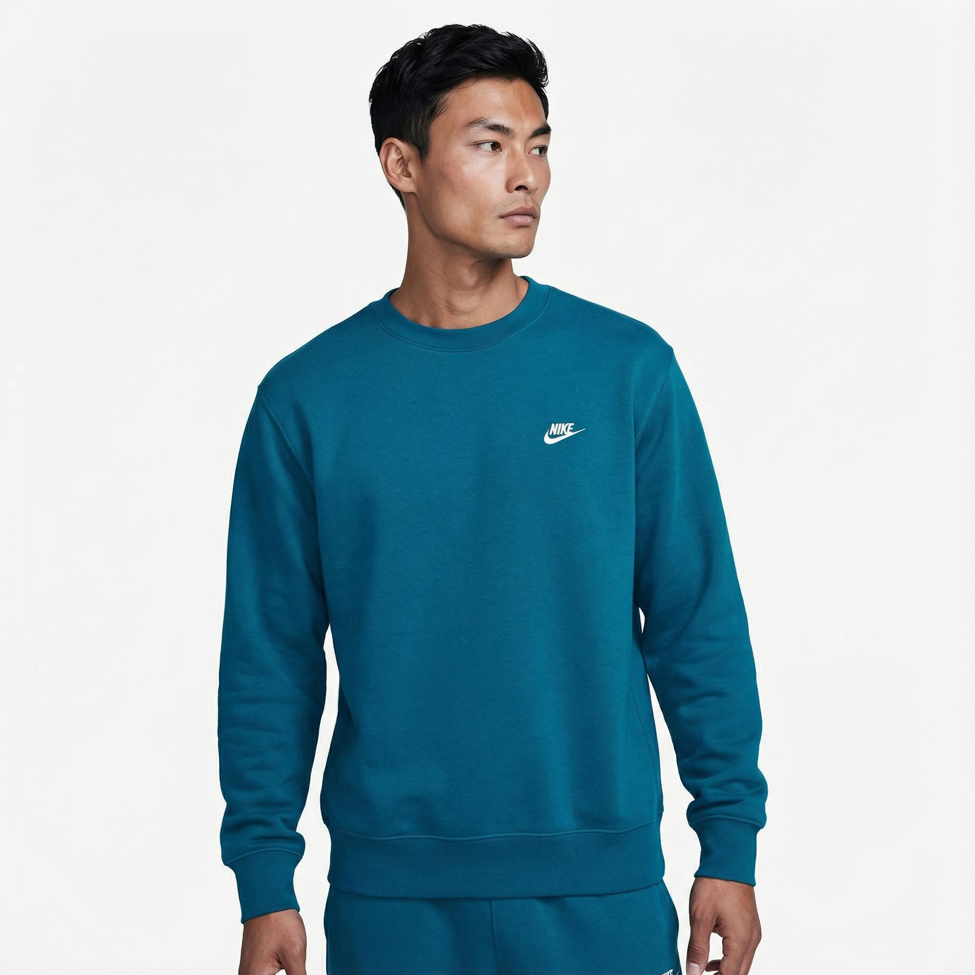 Nike Club Fleece Crew Erkek Yeşil Sweatshirt