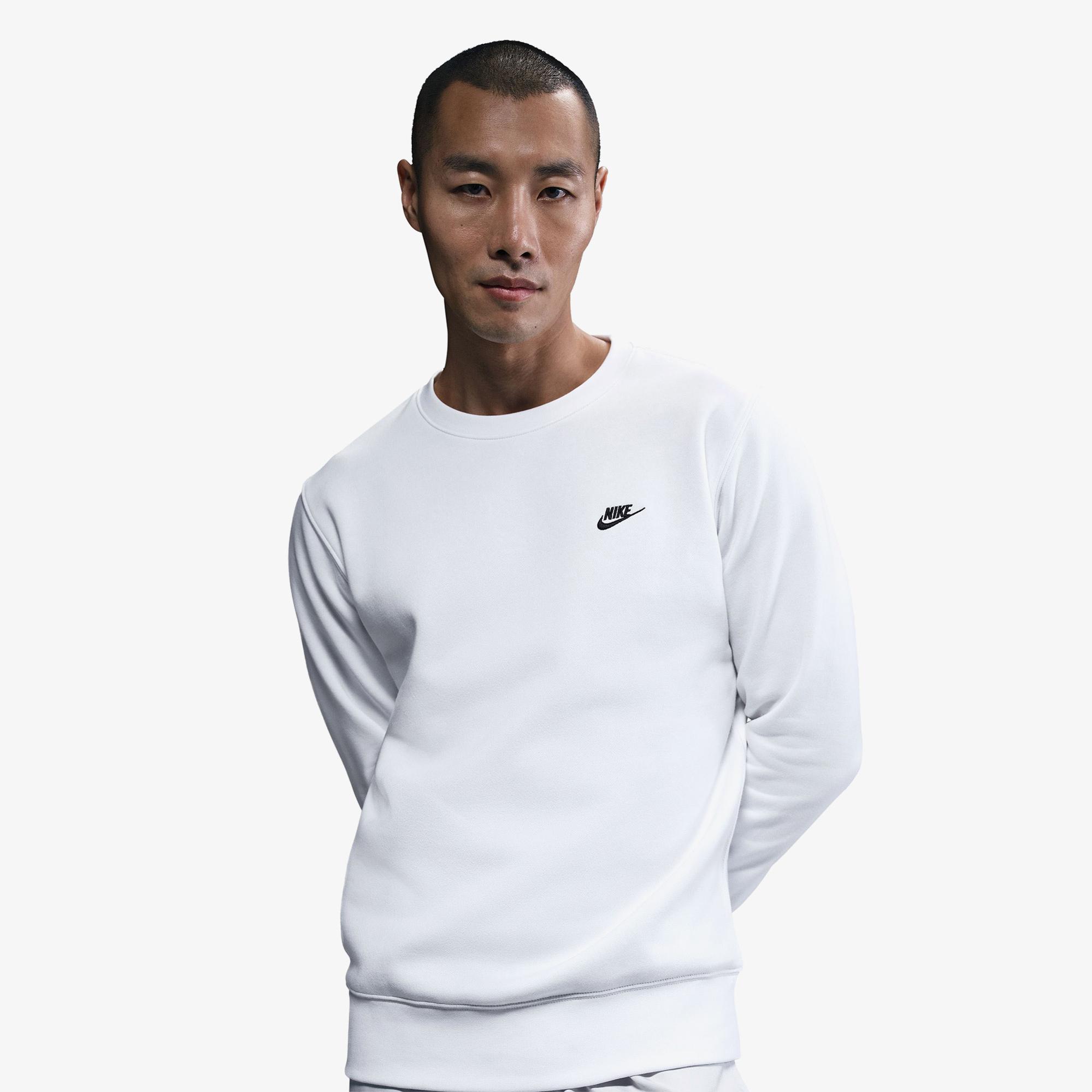 Nike Club Fleece Crew Erkek Beyaz Sweatshirt