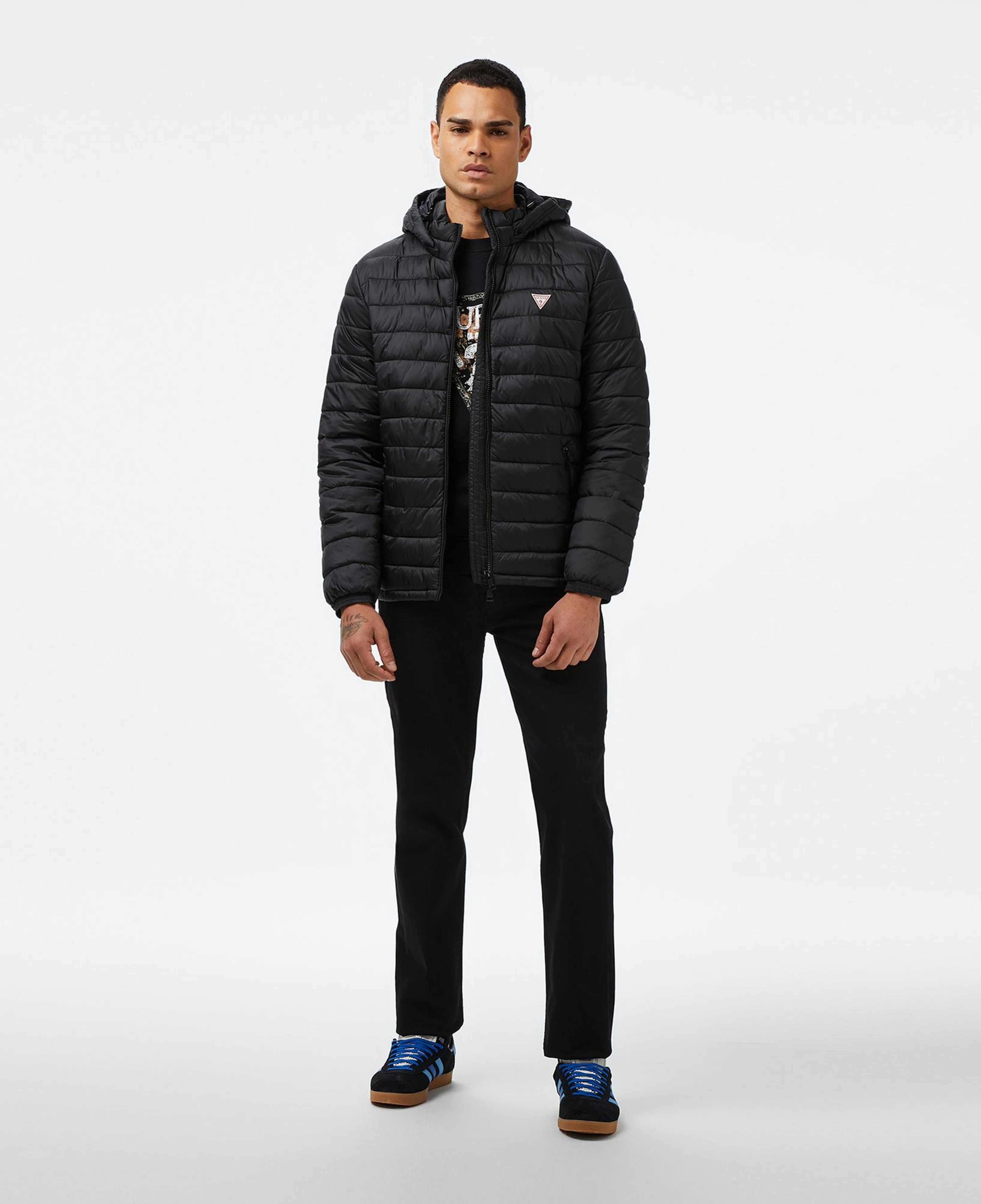 Guess Hooded Puffer Erkek Siyah Mont