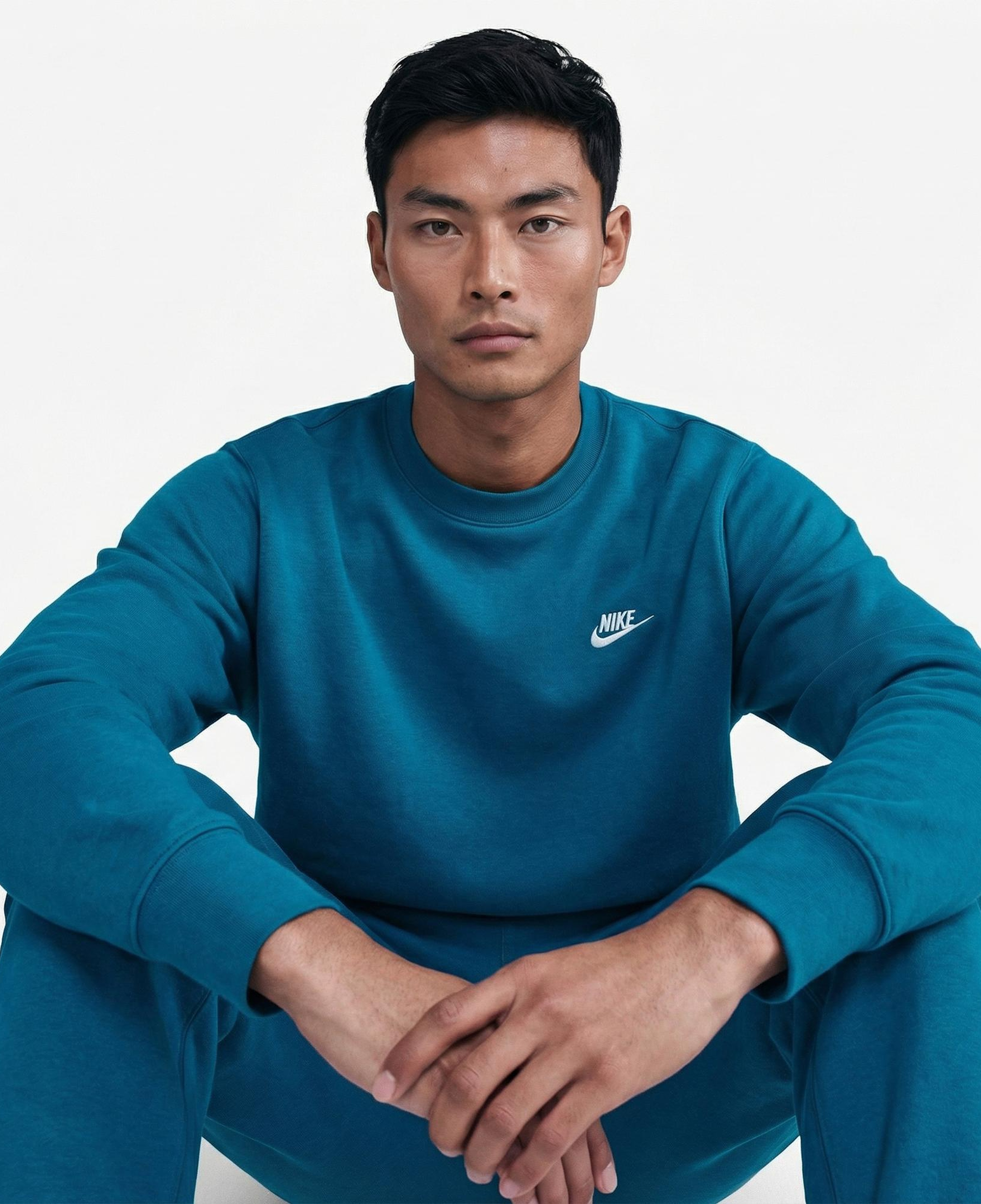 Nike Club Fleece Crew Erkek Yeşil Sweatshirt