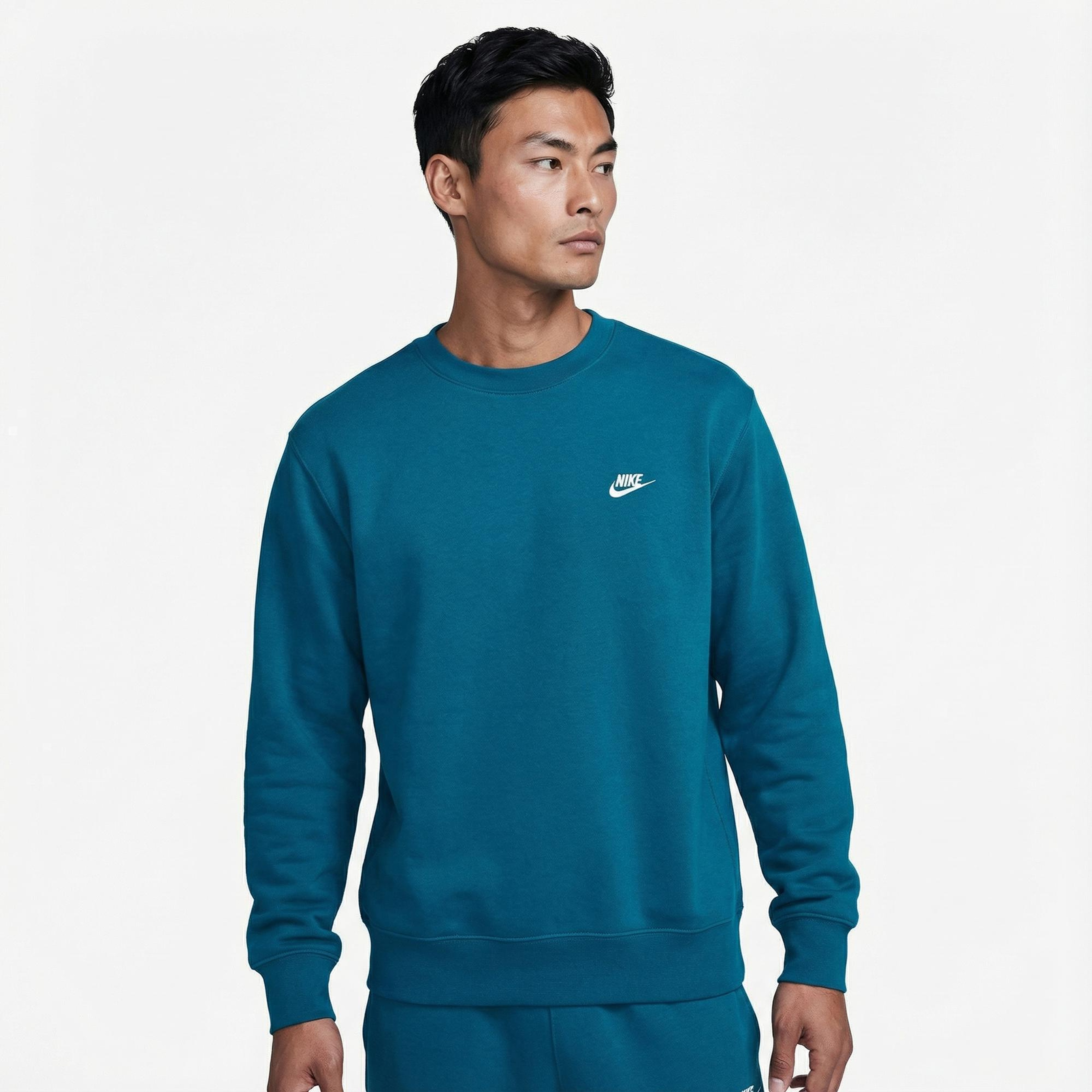 Nike Club Fleece Crew Erkek Yeşil Sweatshirt