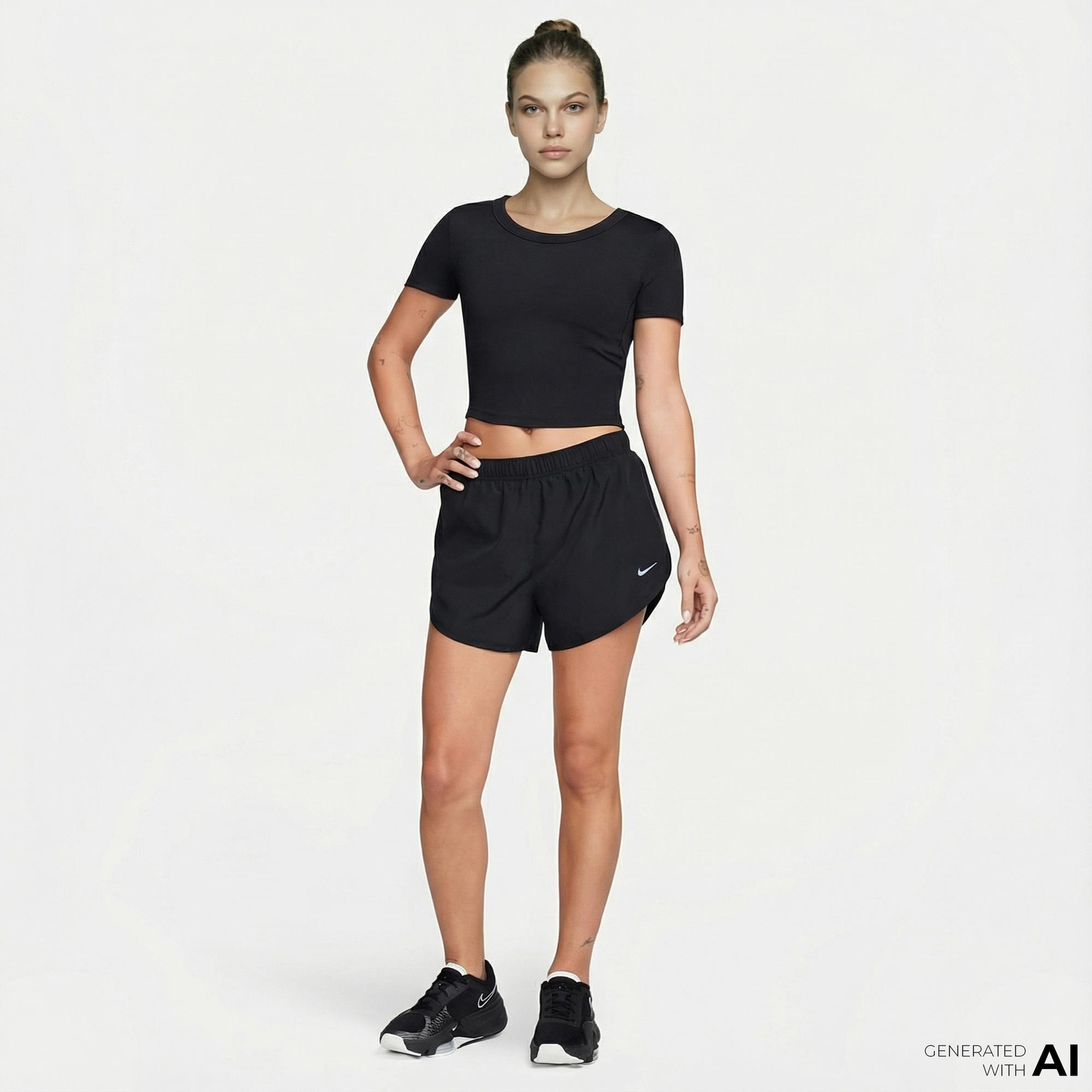 Nike One Fitted Kadın Siyah Top Crop T-Shirt