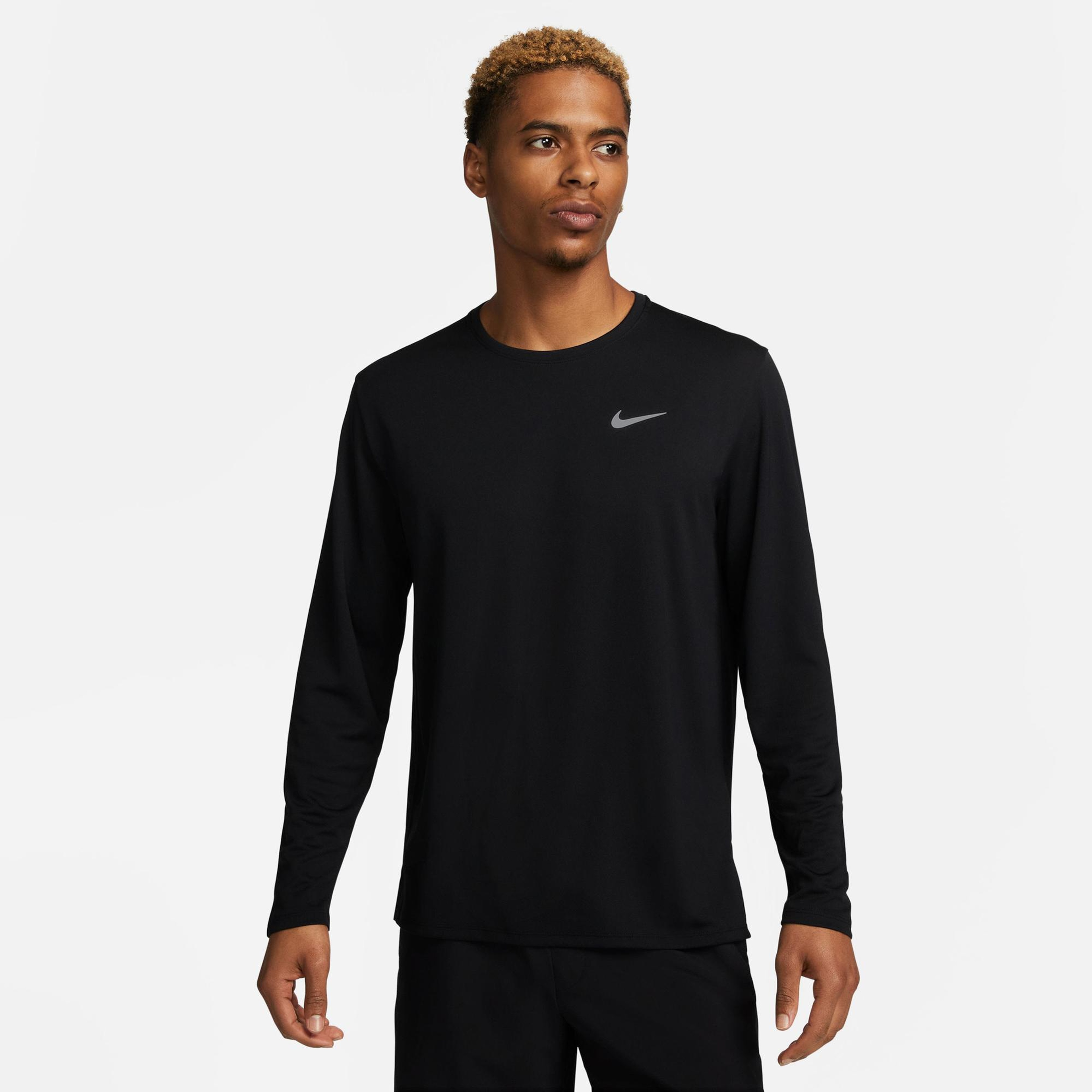 Nike Dri-Fit Miler Erkek Siyah Uzun Kollu T-Shirt