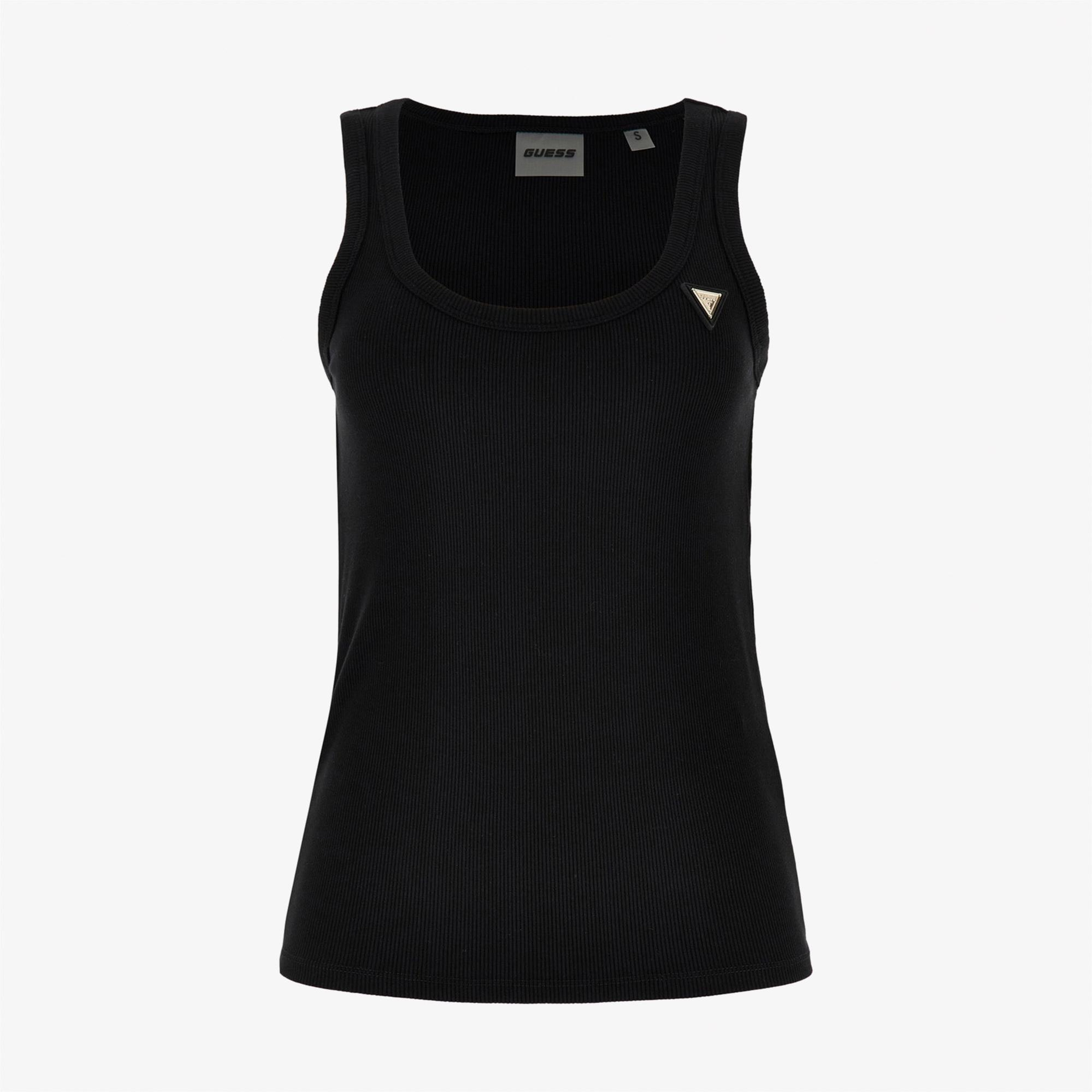 Guess Kadın Siyah Kolsuz T-Shirt
