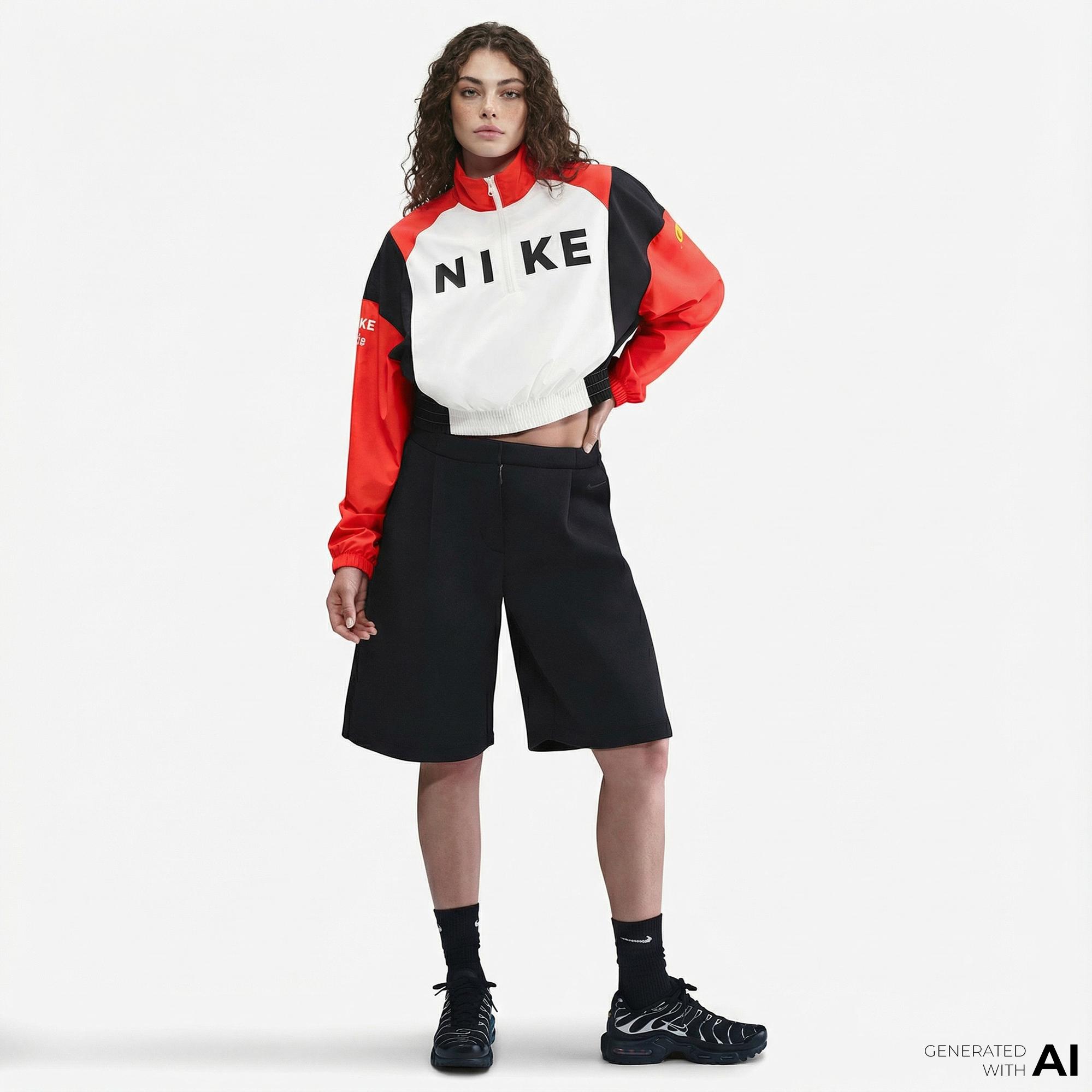 Nike Sportswear Classics Woven Remix Kadın Renkli Sweatshirt