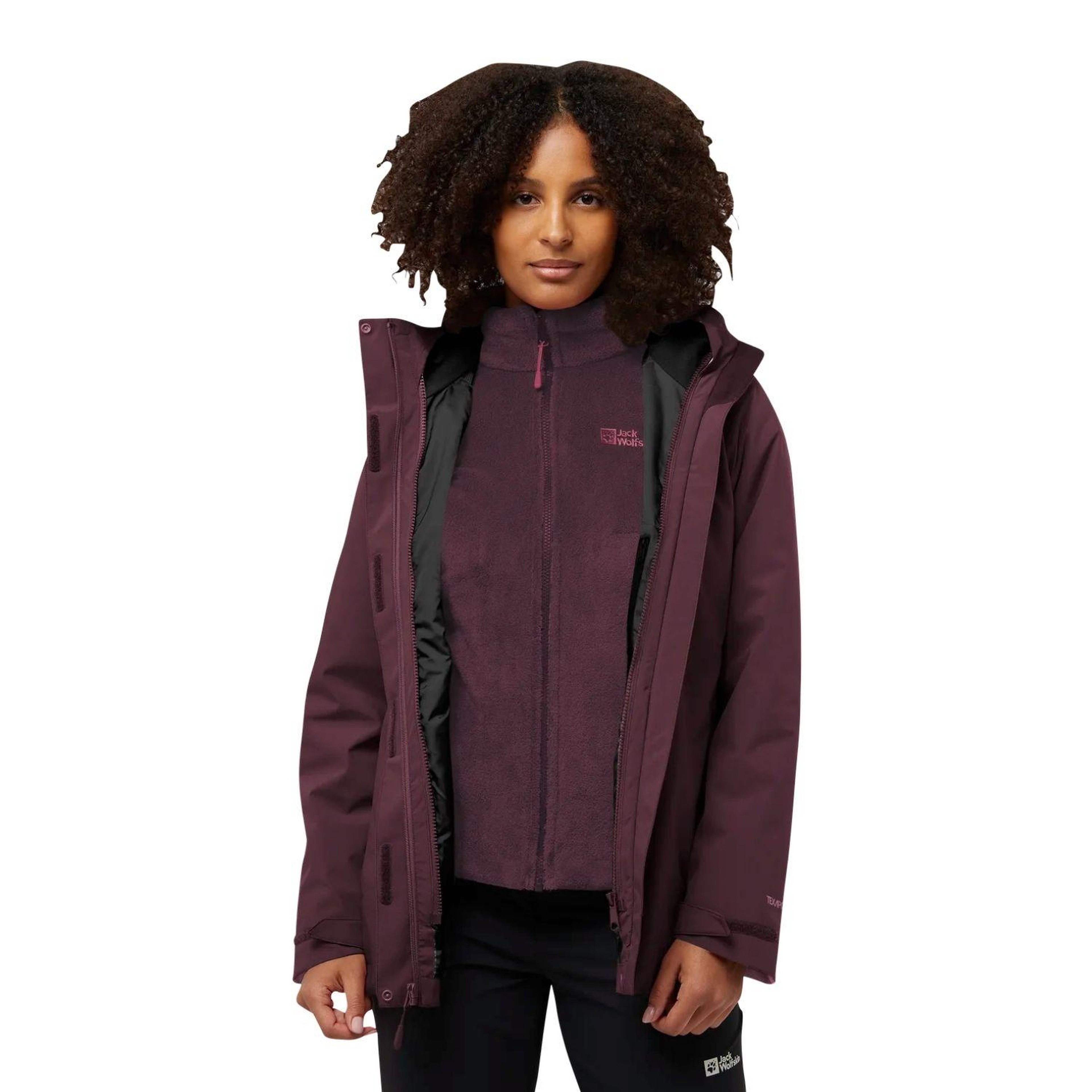 Jack Wolfskin Rotwand 3in1 Kadın Mor Outdoor Ceketi