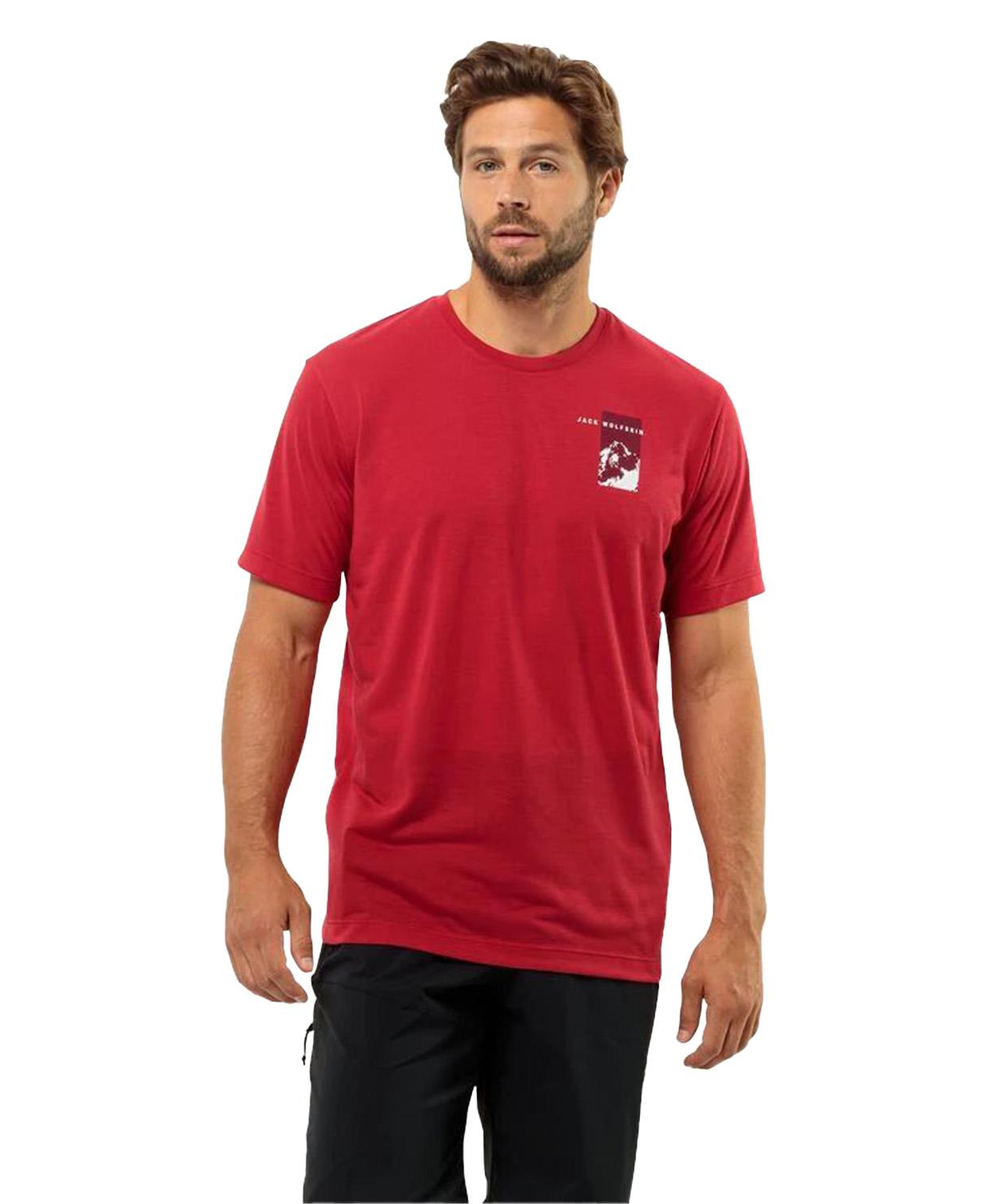 Jack Wolfskin Vonnan S/s Graphic T Erkek Kırmızı Tişört