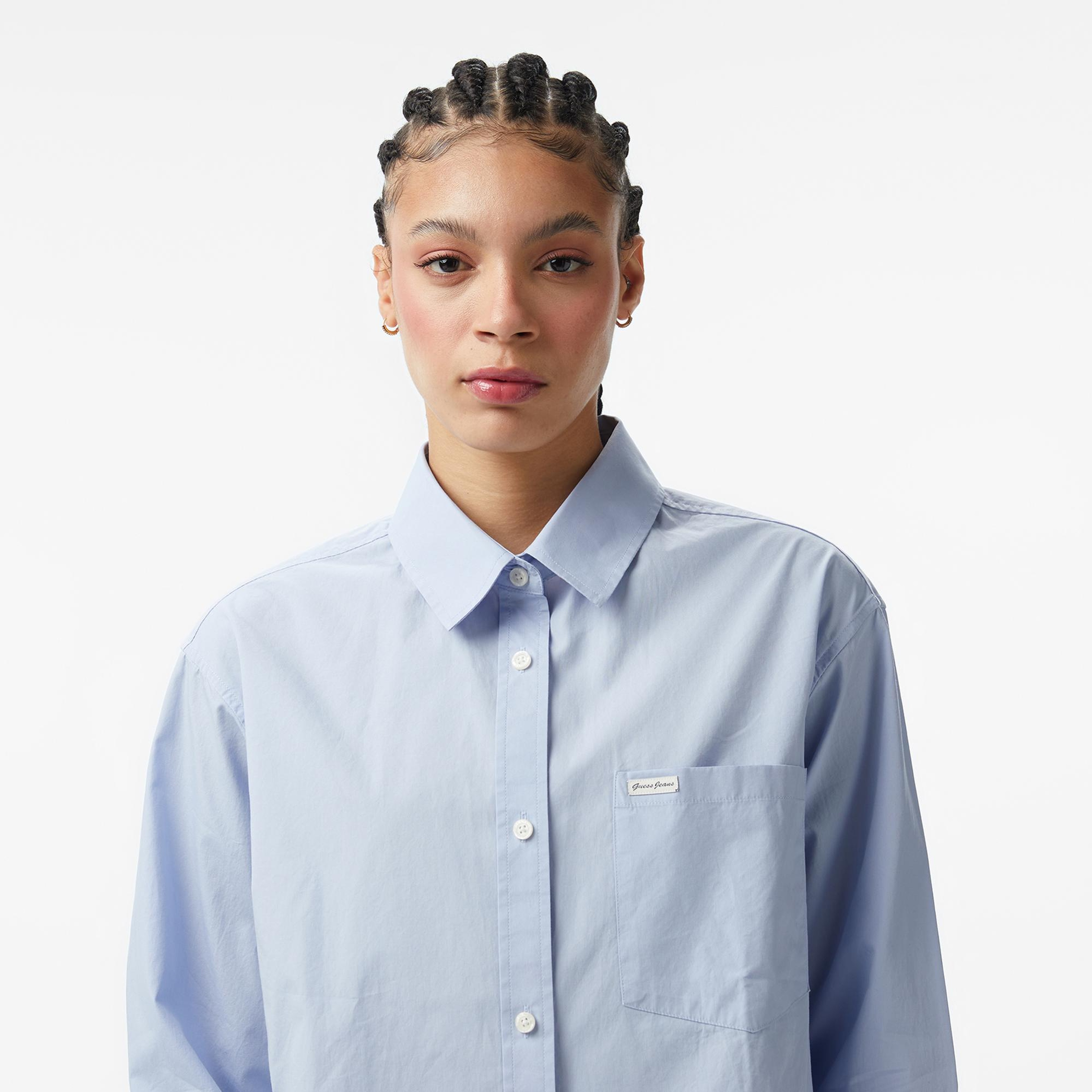 Guess Jeans Comfort Fit Kadın Mavi Gömlek