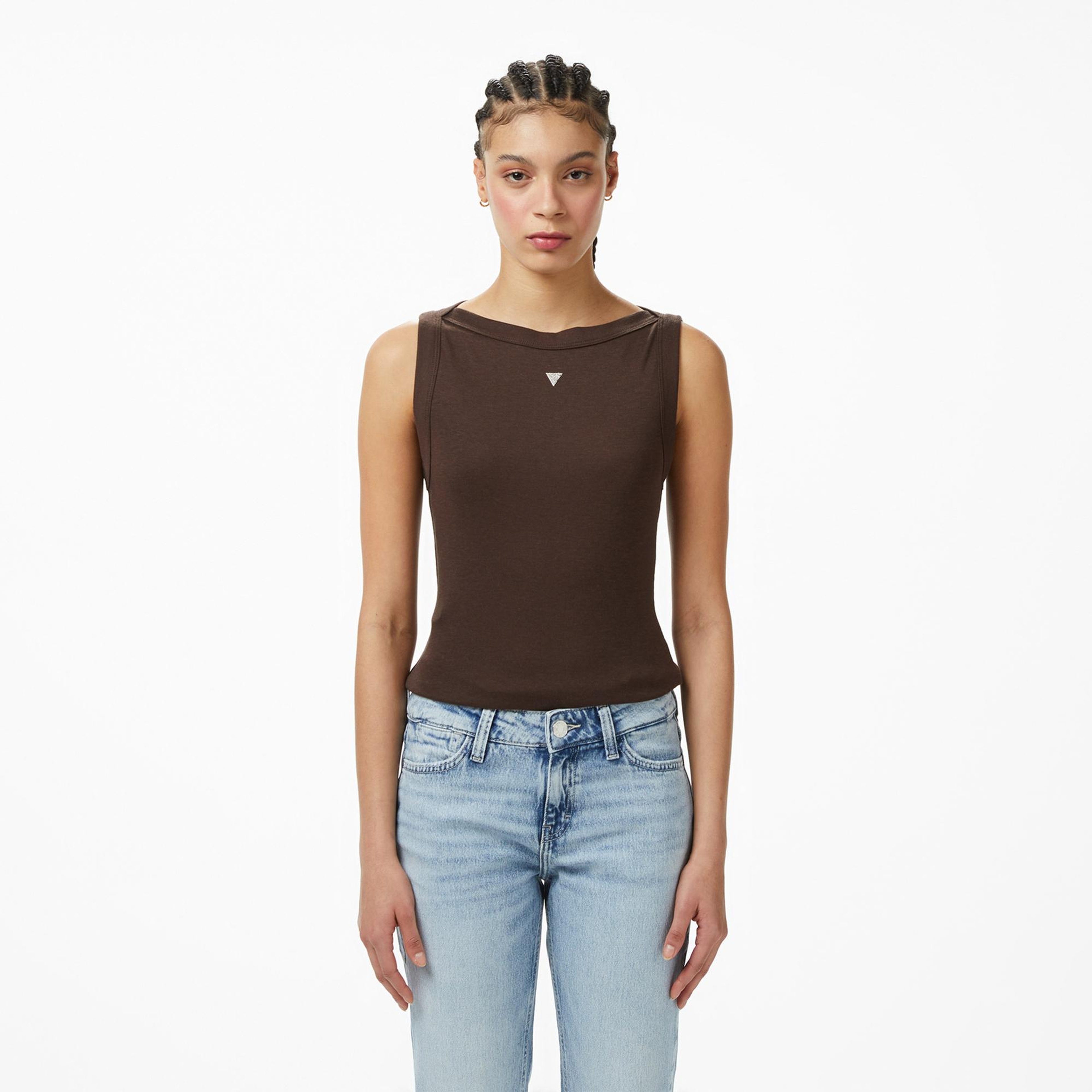 Guess Tina Ipek Karışımlı Kadın Kahverengi T-Shirt