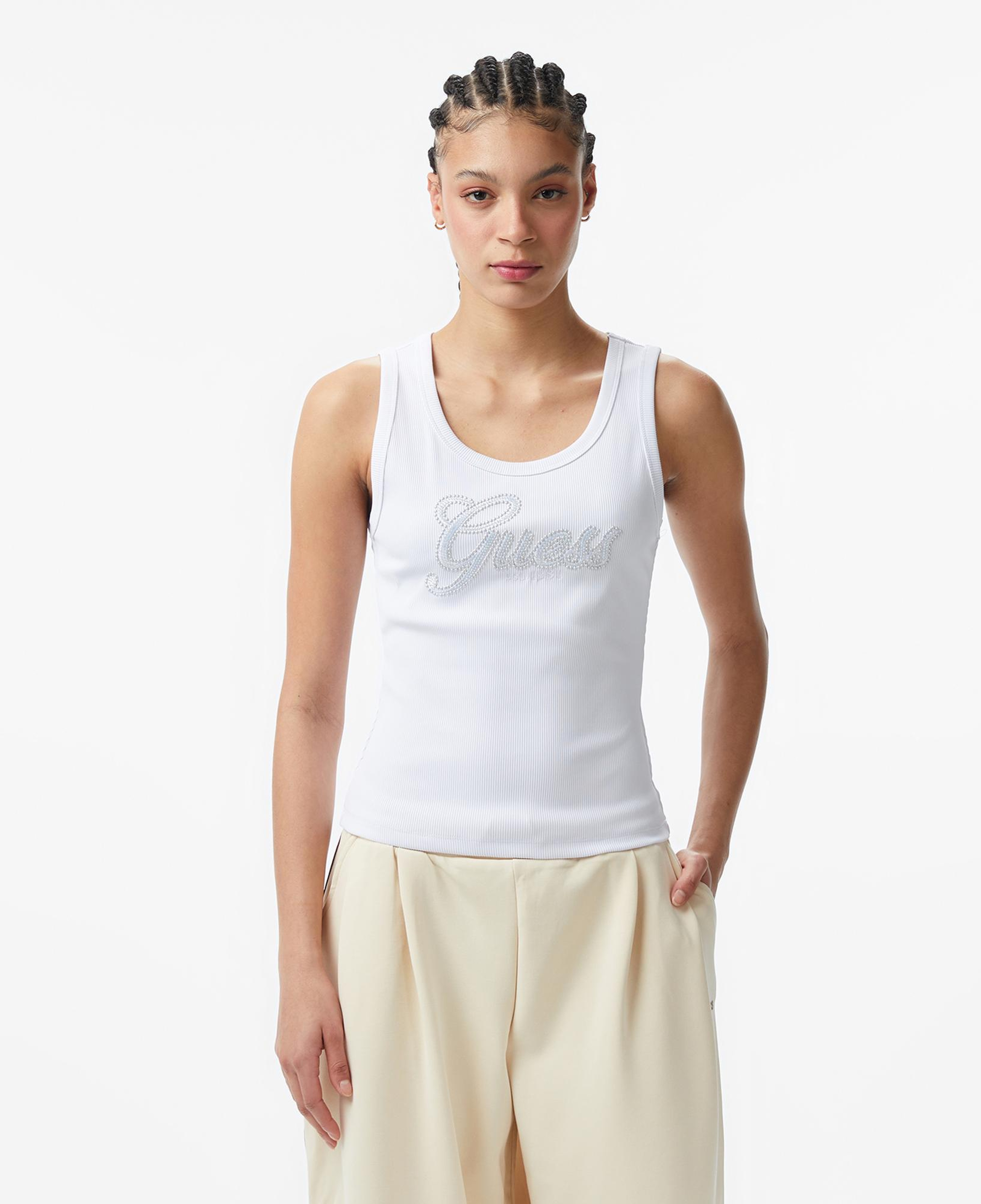 Guess Script Kadın Beyaz T-Shirt