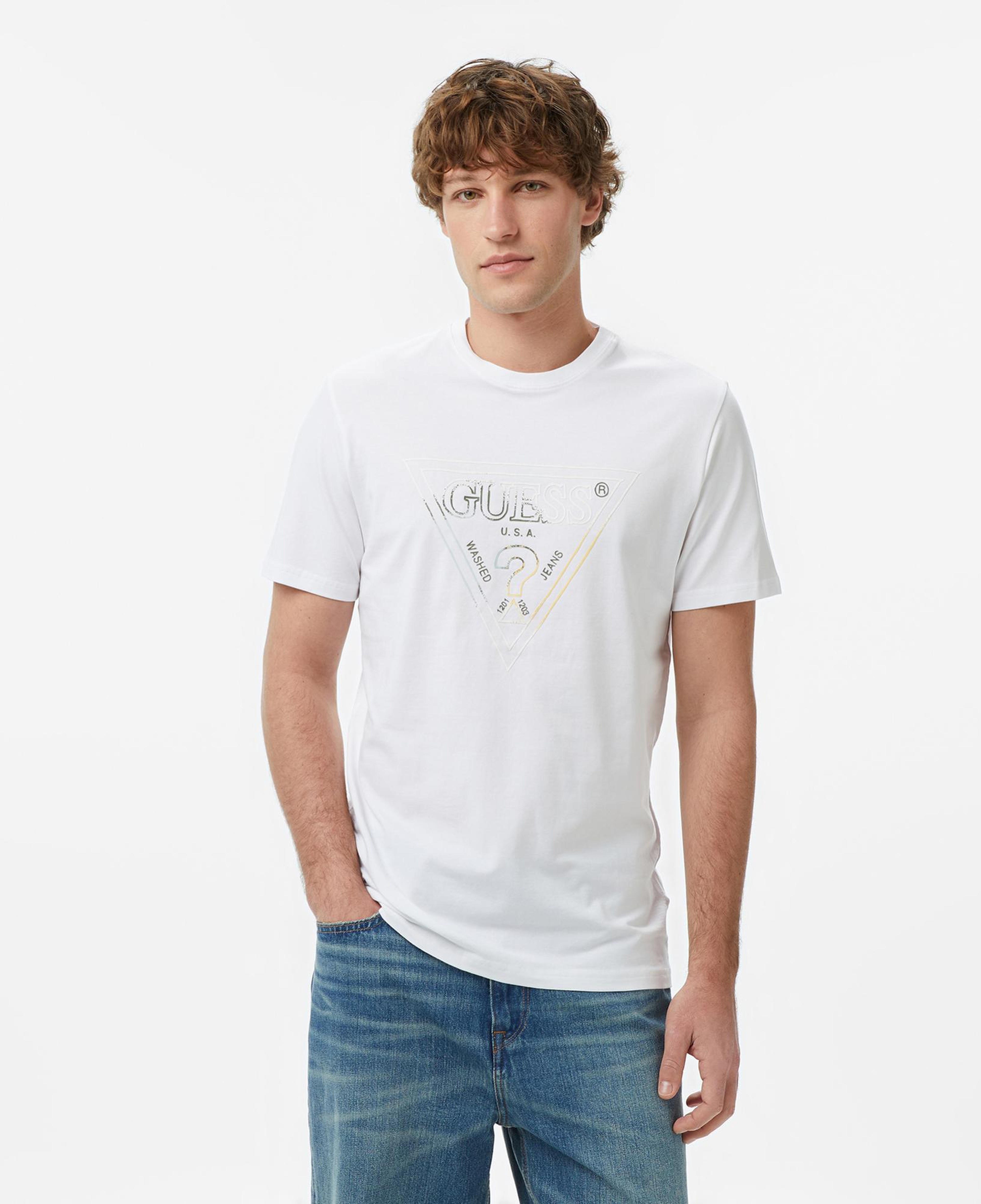 Guess Slim Fit Erkek Beyaz T-Shirt