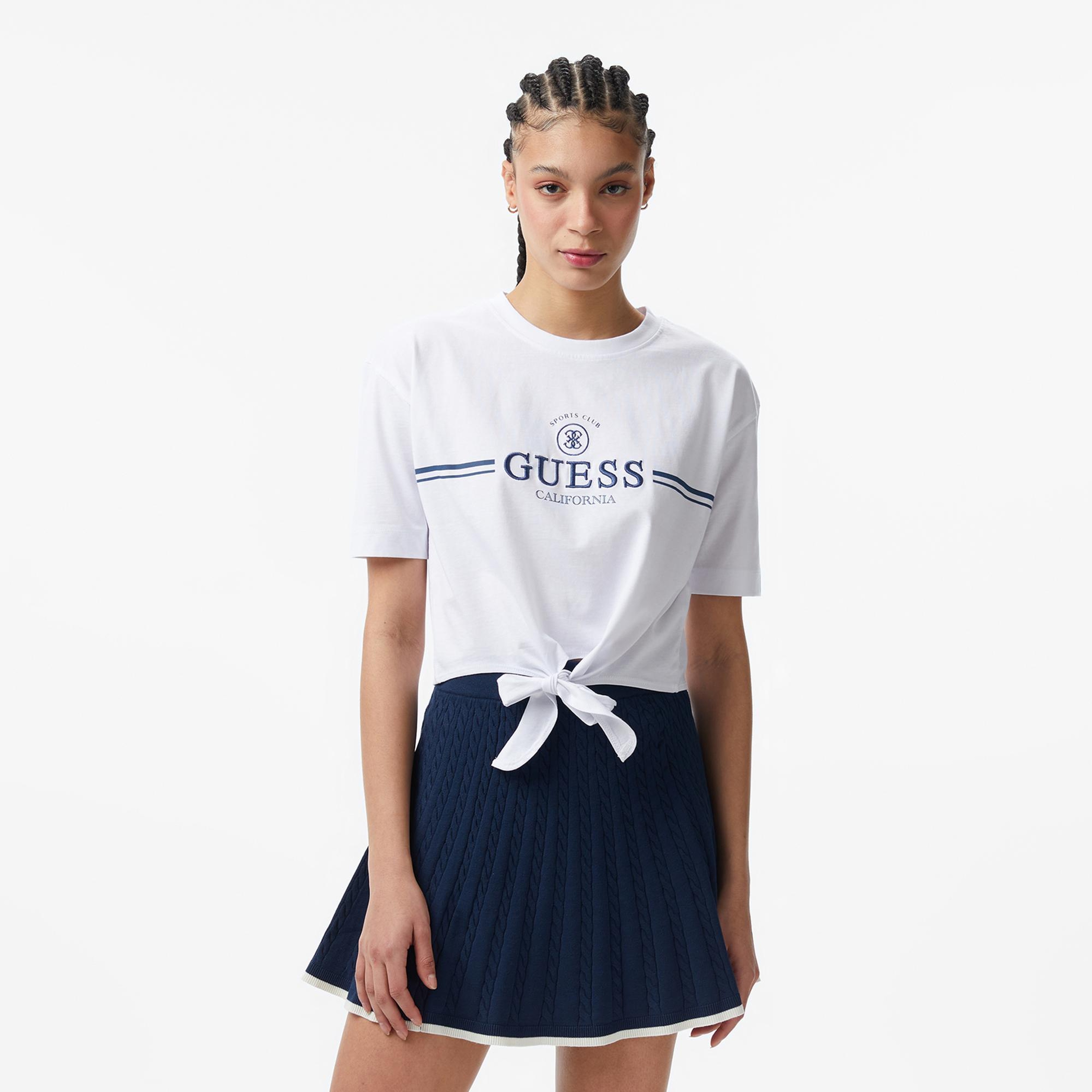 Guess Stream Aktif Boxy Fit Kadın Beyaz T-Shirt