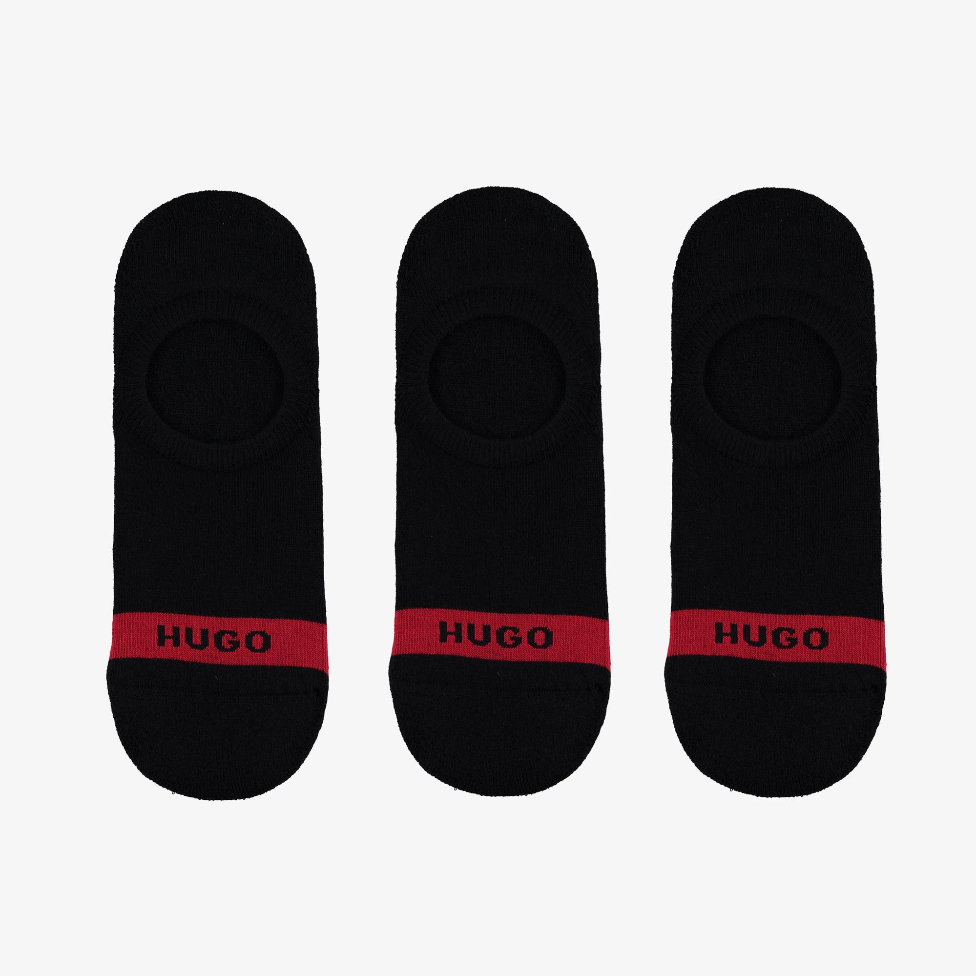 Hugo Plush Tape 3'lü Erkek Siyah Çorap