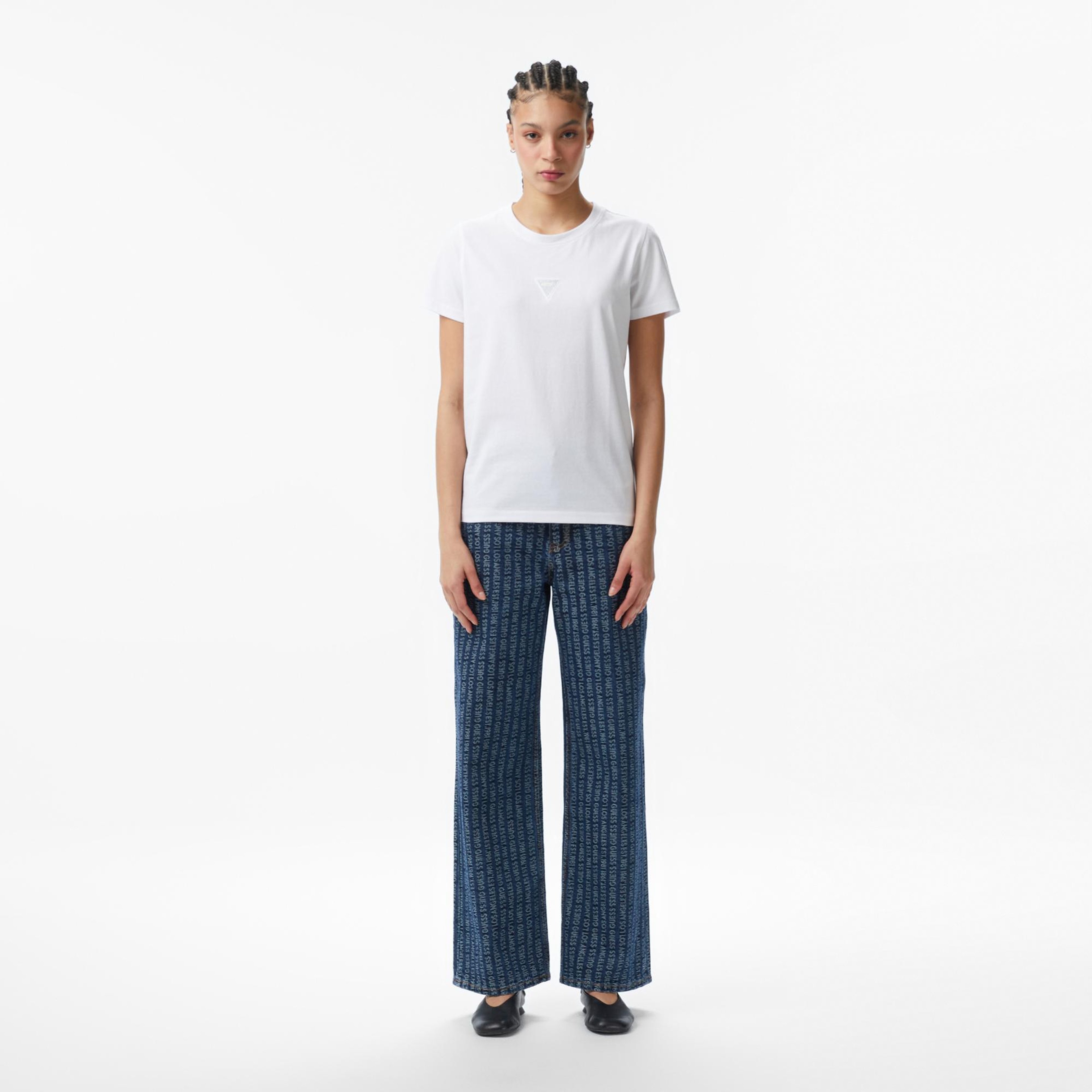 Guess Oversize Fit Kadın Beyaz T-Shirt