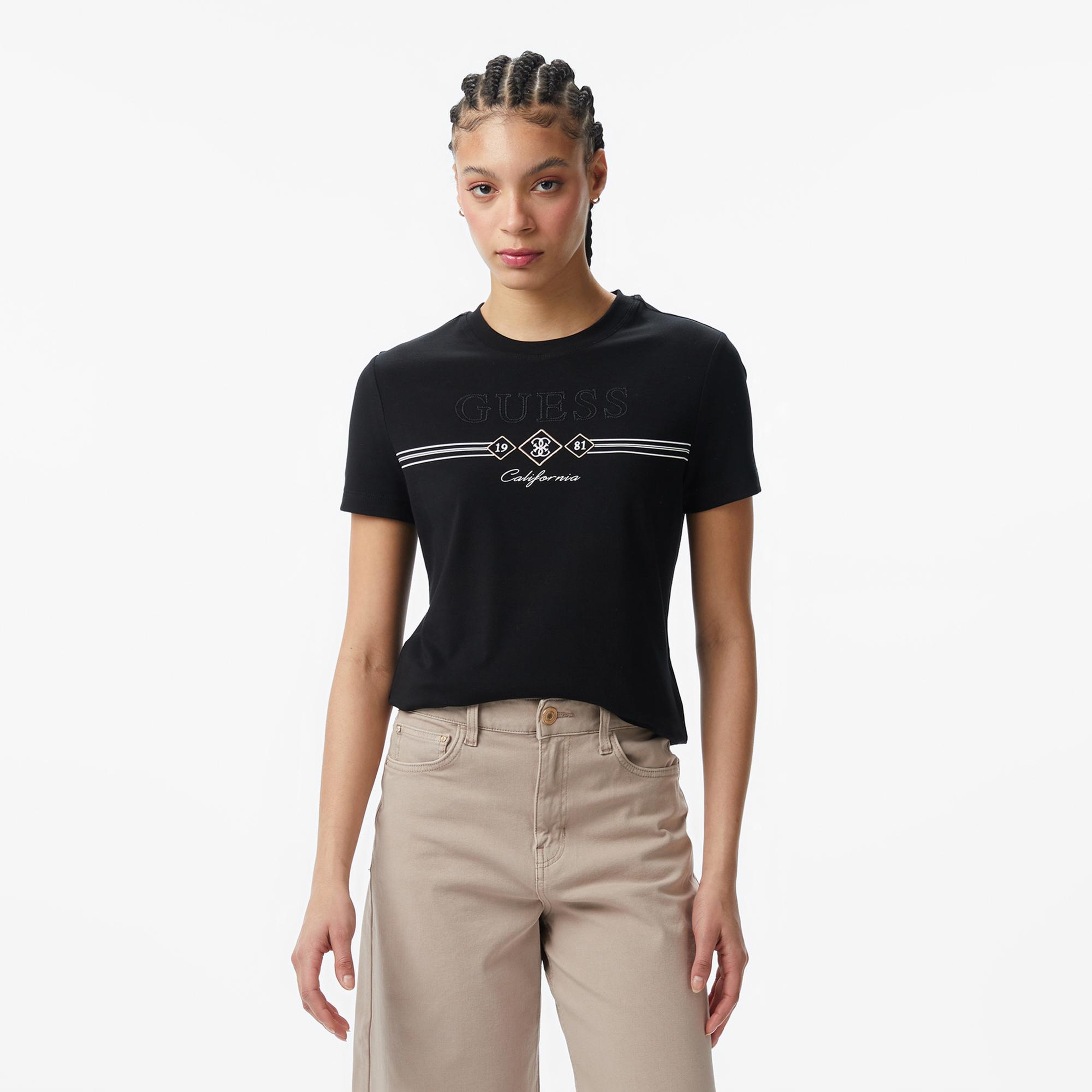 Guess Febe Aktif Slim Fit Kadın Siyah T-Shirt