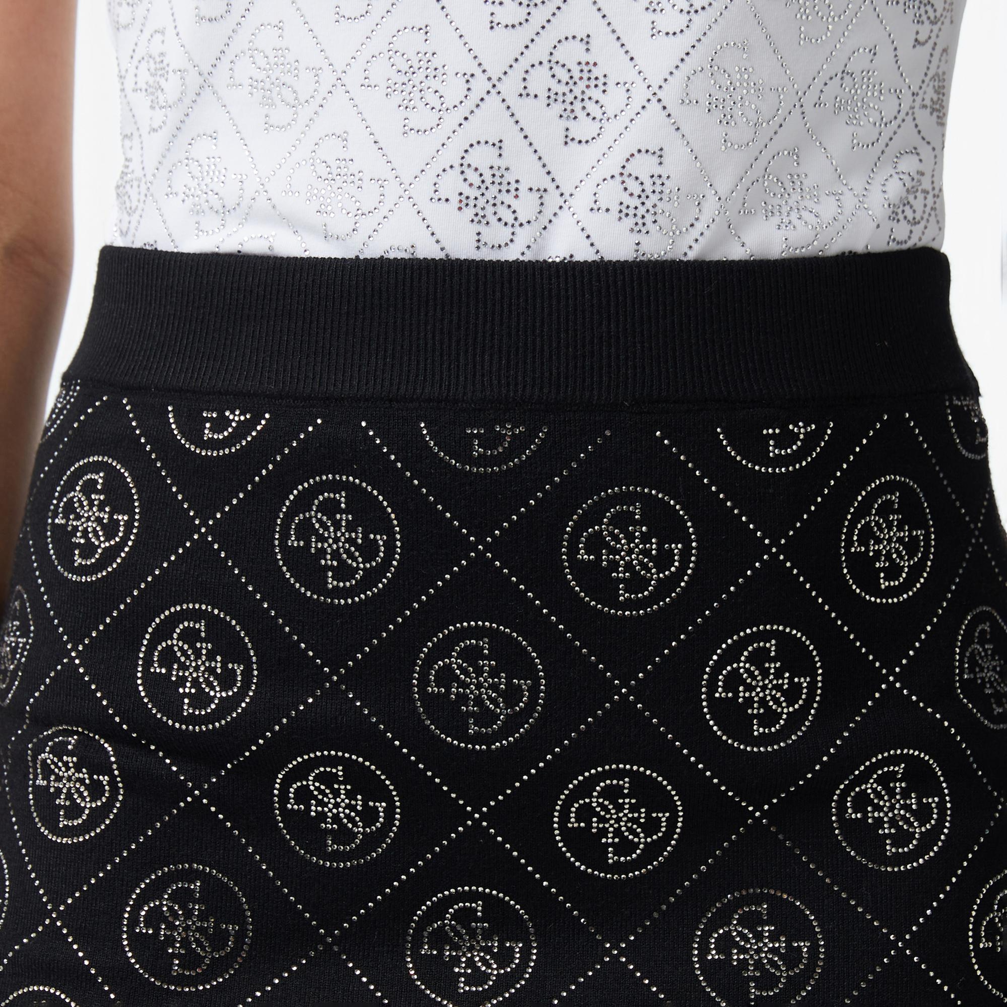 Guess Rhinestones Yün Karışımlı Kalem Fit Kadın Siyah Etek