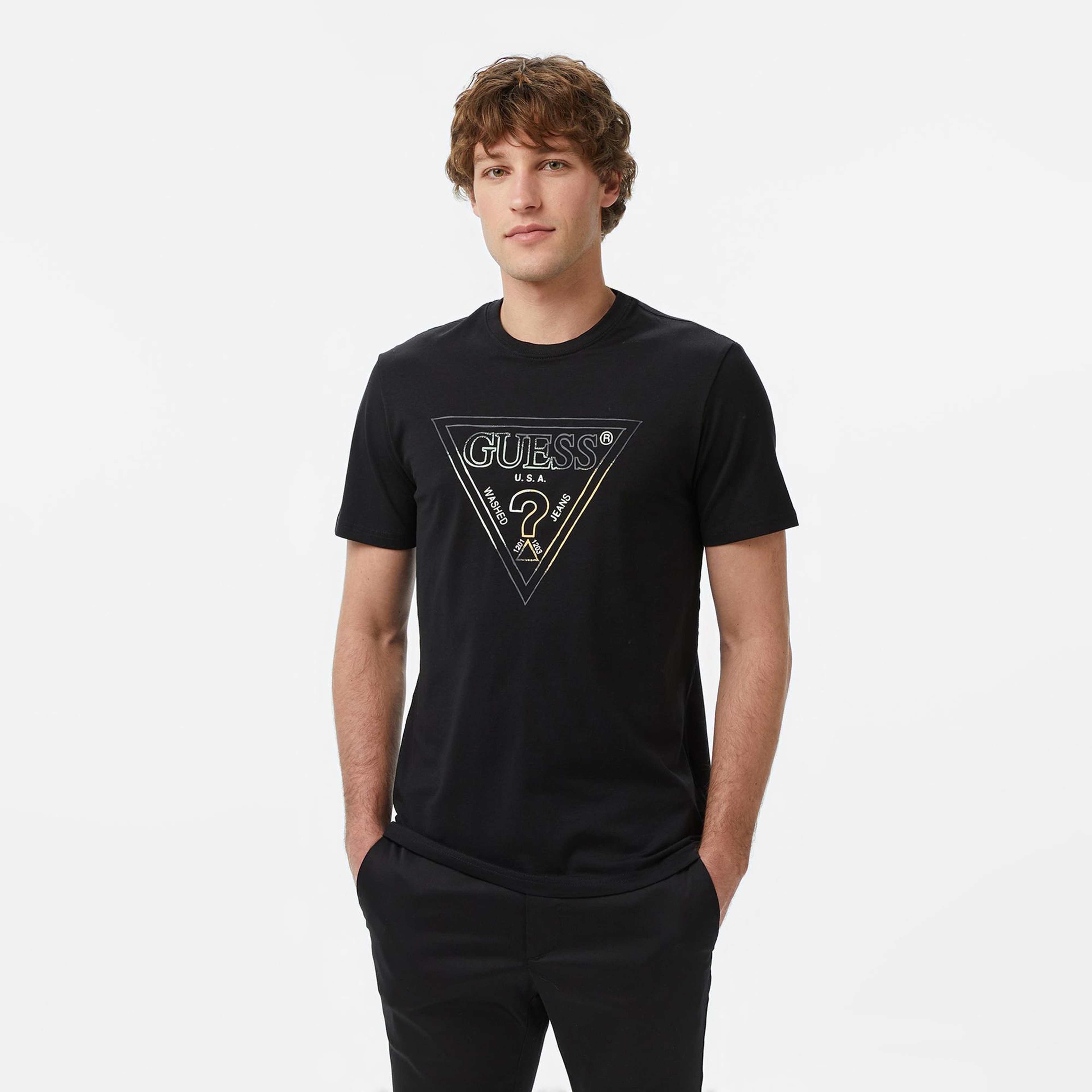 Guess Slim Fit Erkek Siyah T-Shirt