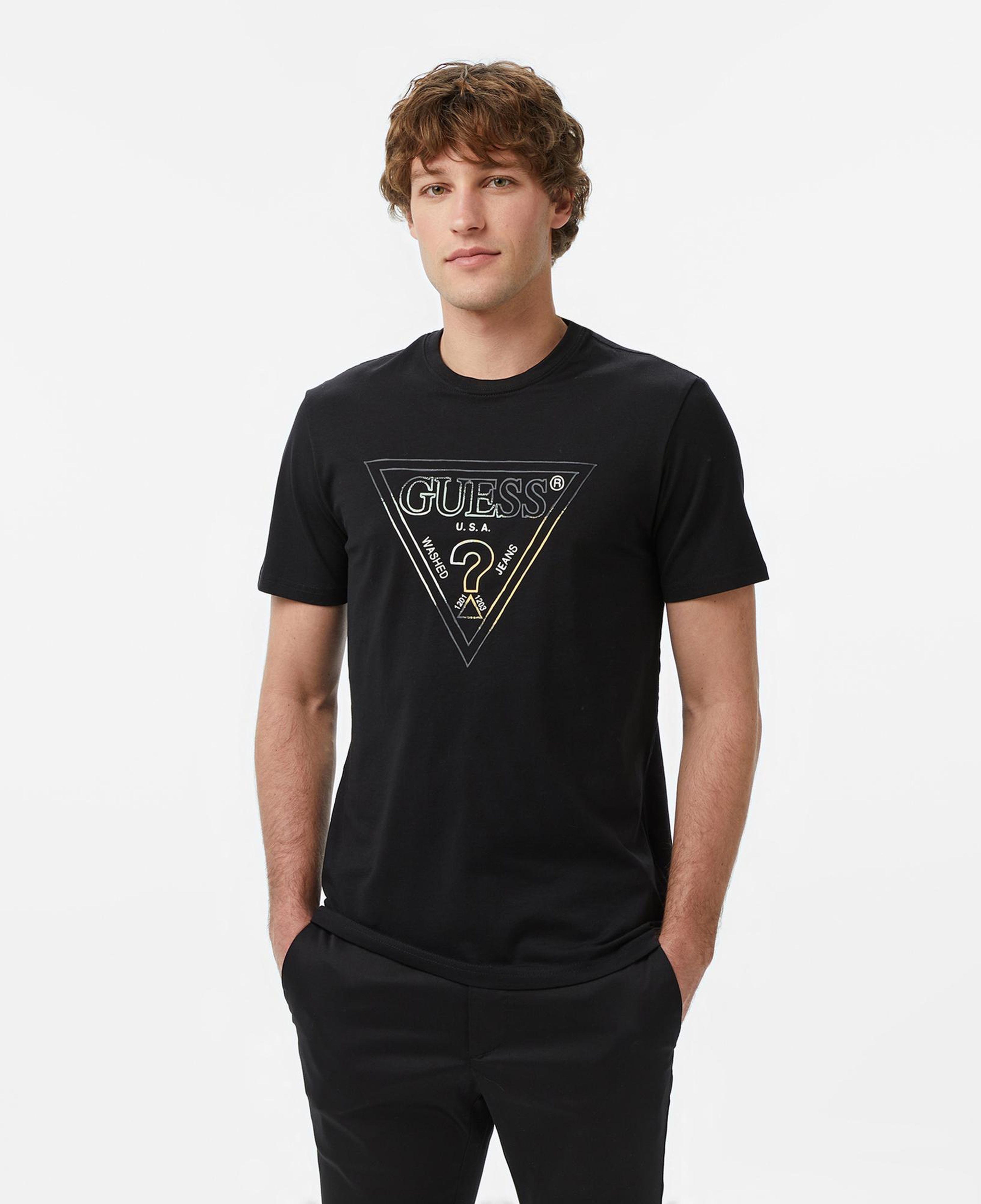 Guess Slim Fit Erkek Siyah T-Shirt