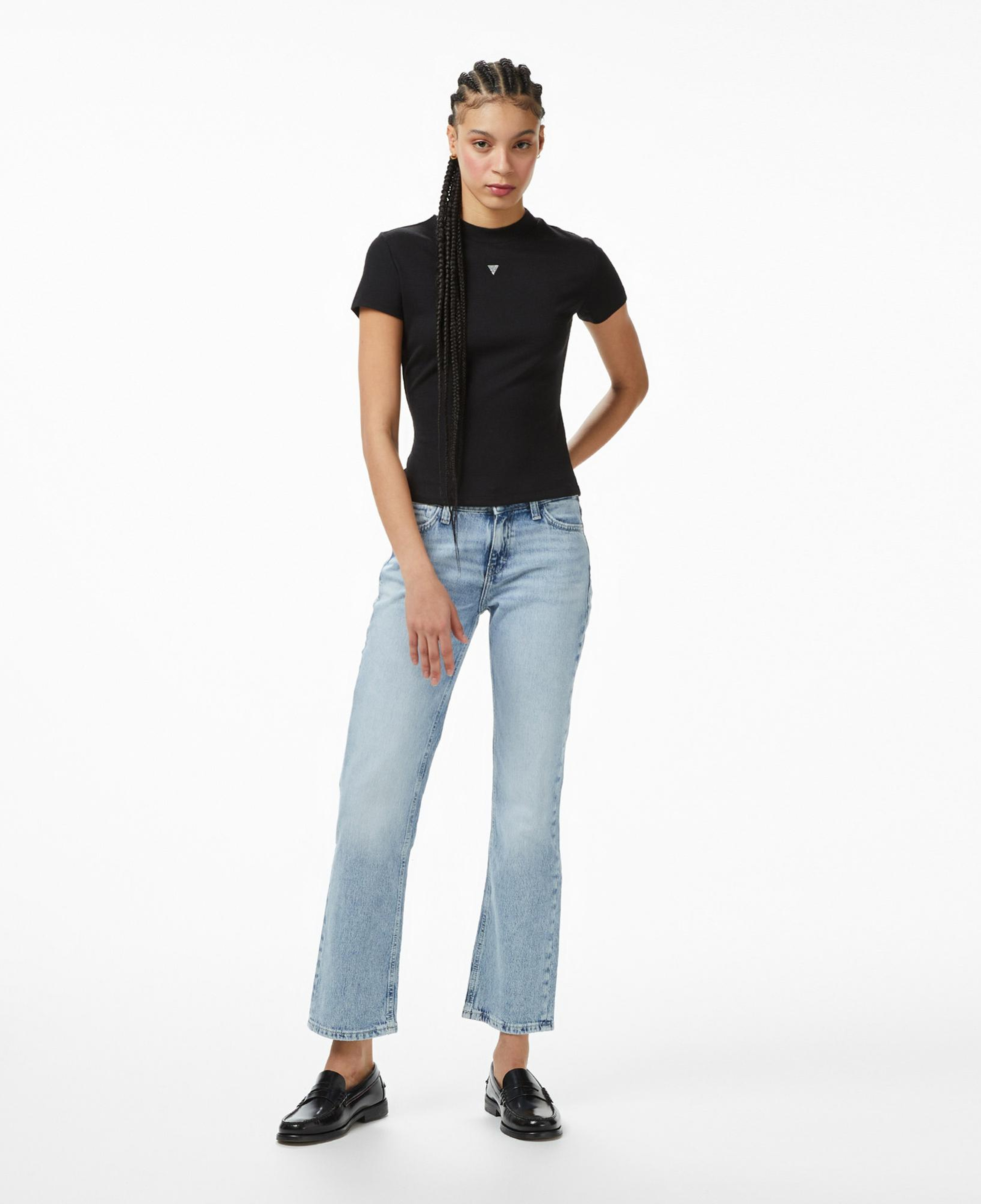 Guess Mock Yün Ipek Karışımlı Top Kadın Siyah T-Shirt