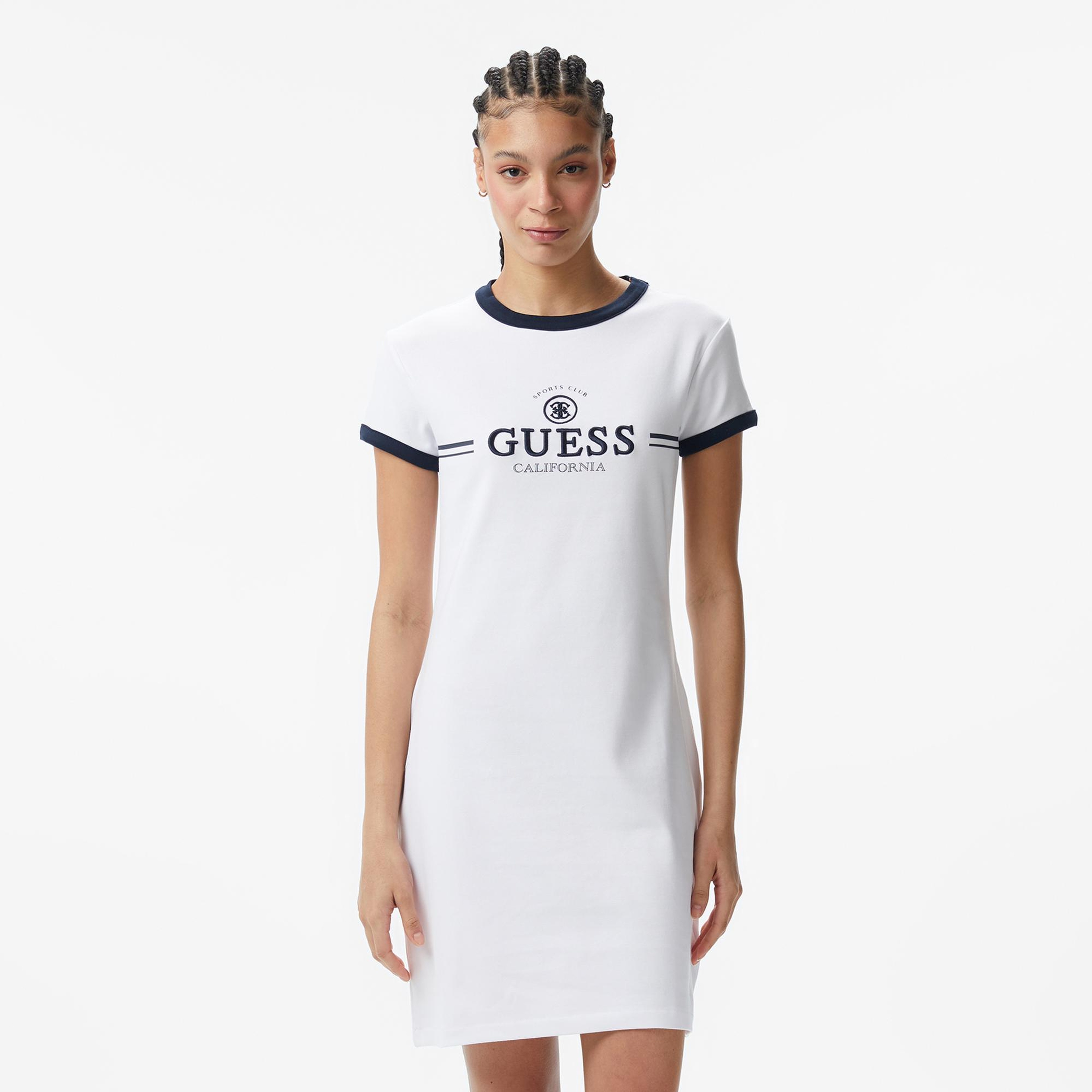 Guess Mila Aktif Straplez Kadın Beyaz Elbise