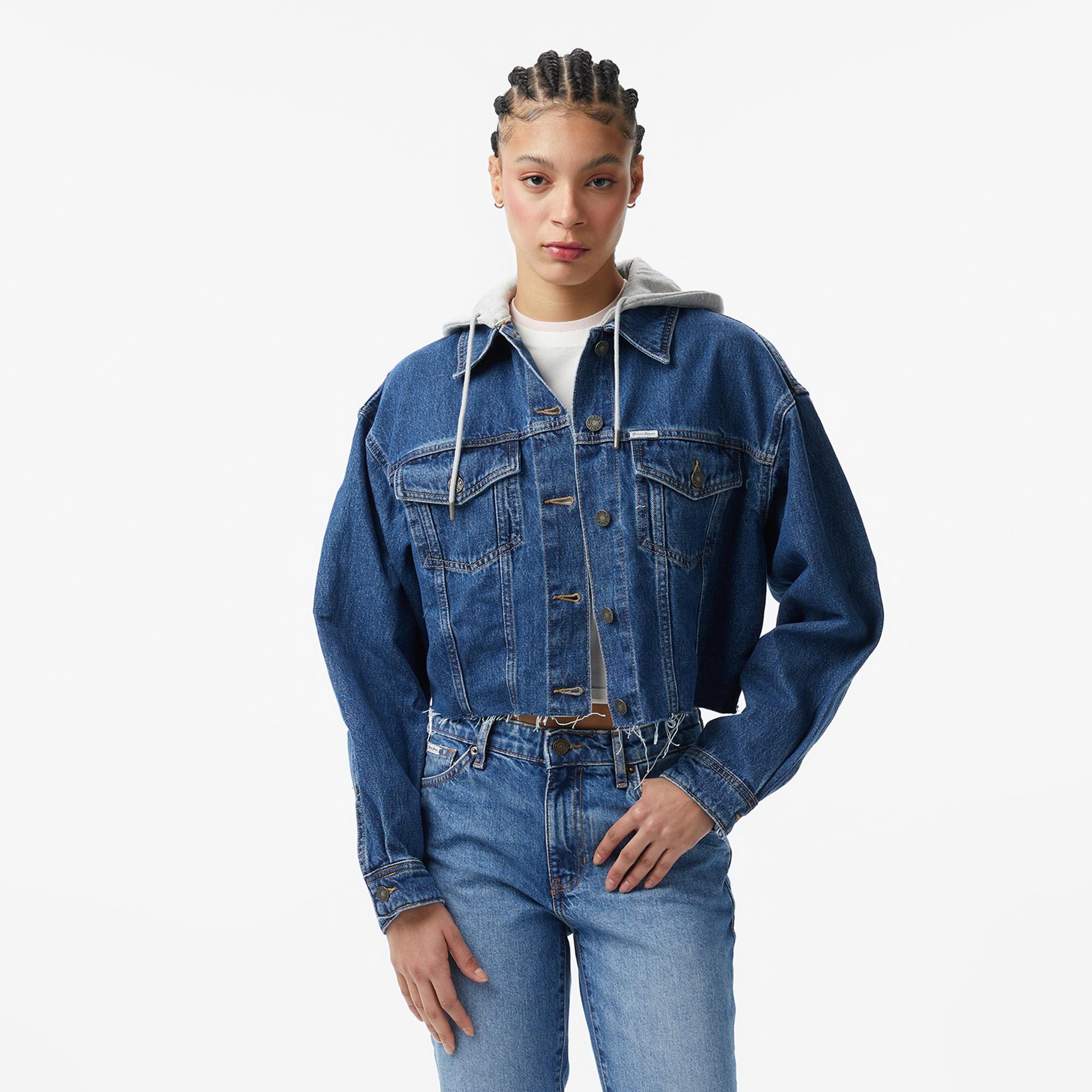 Guess Jeans Denim Kadın Mavi Ceket