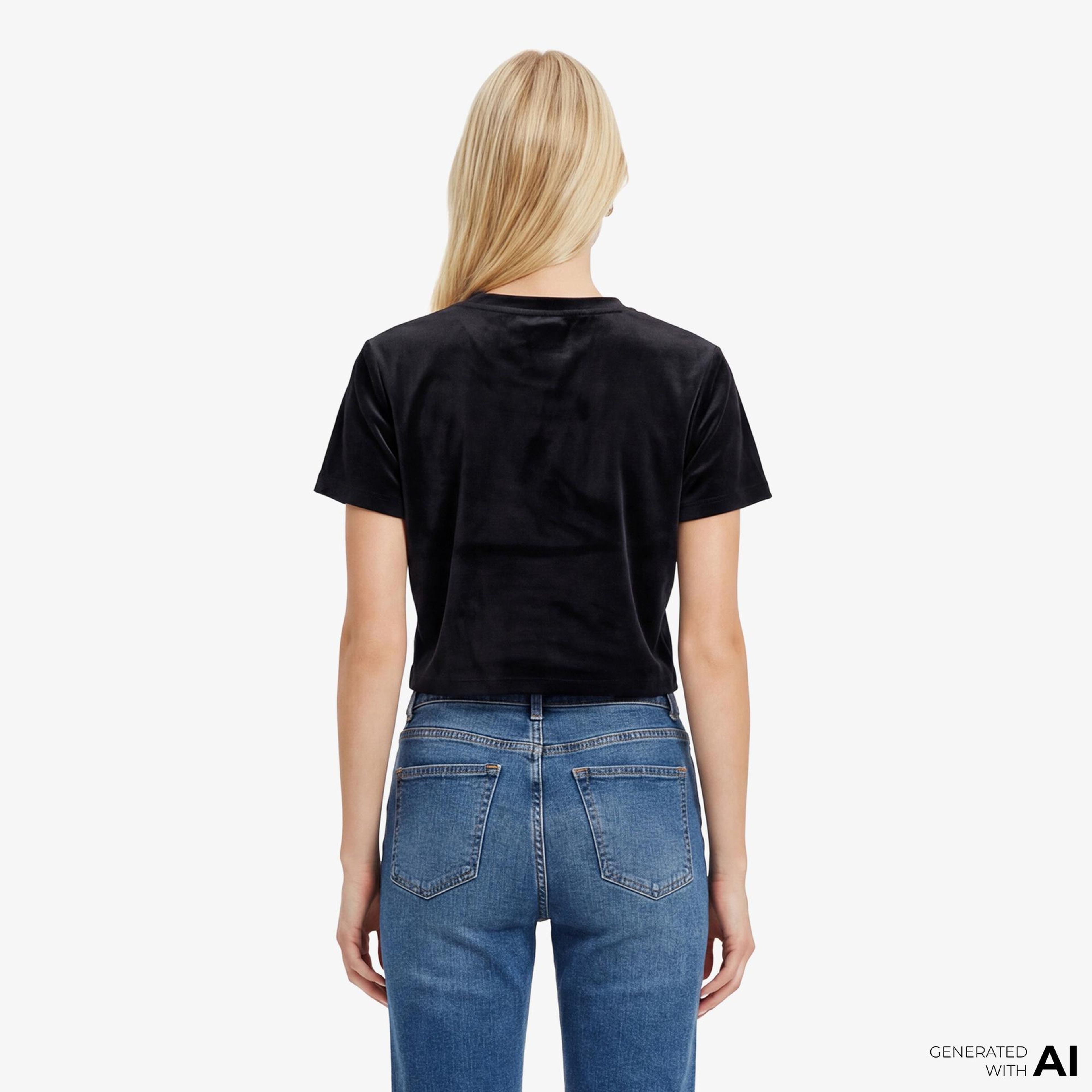 Guess Couture Aktif Boxy Fit Kadın Siyah T-Shirt