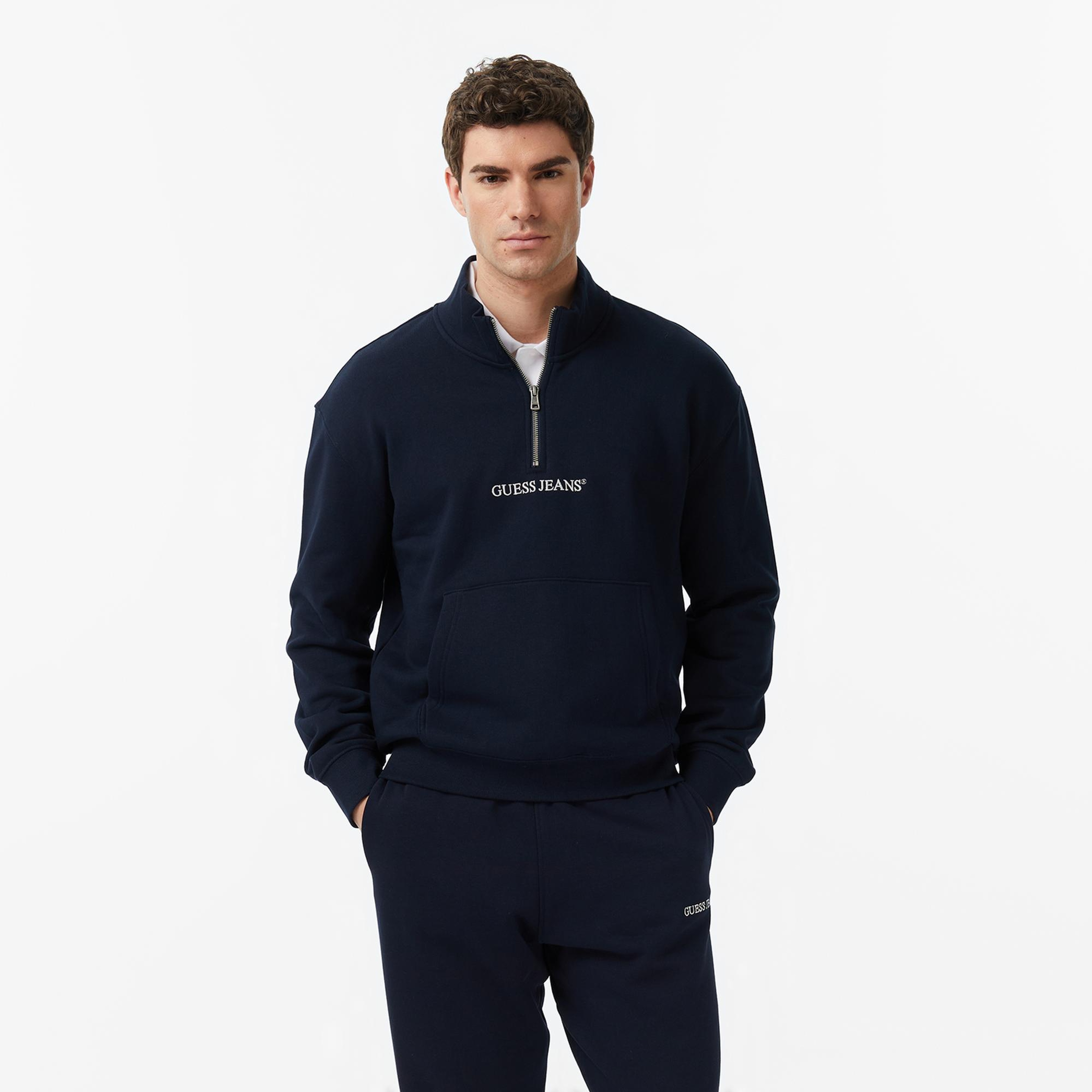 Guess Jeans Iconic Erkek Lacivert Sweatshirt