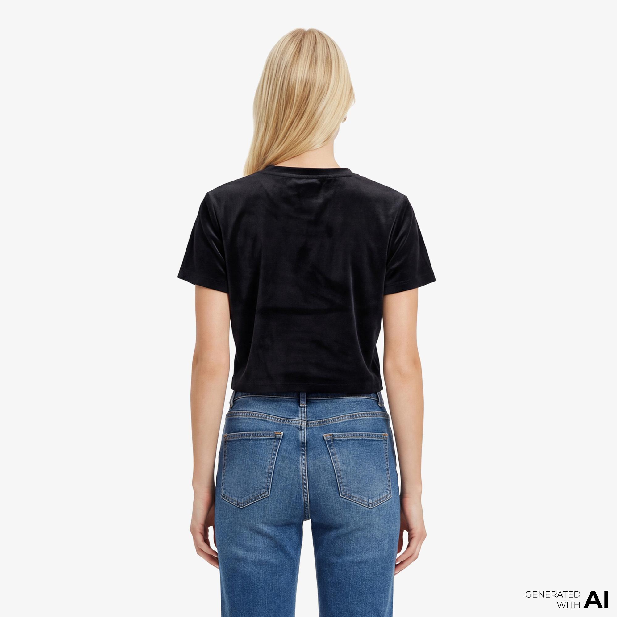 Guess Couture Aktif Boxy Fit Kadın Siyah T-Shirt