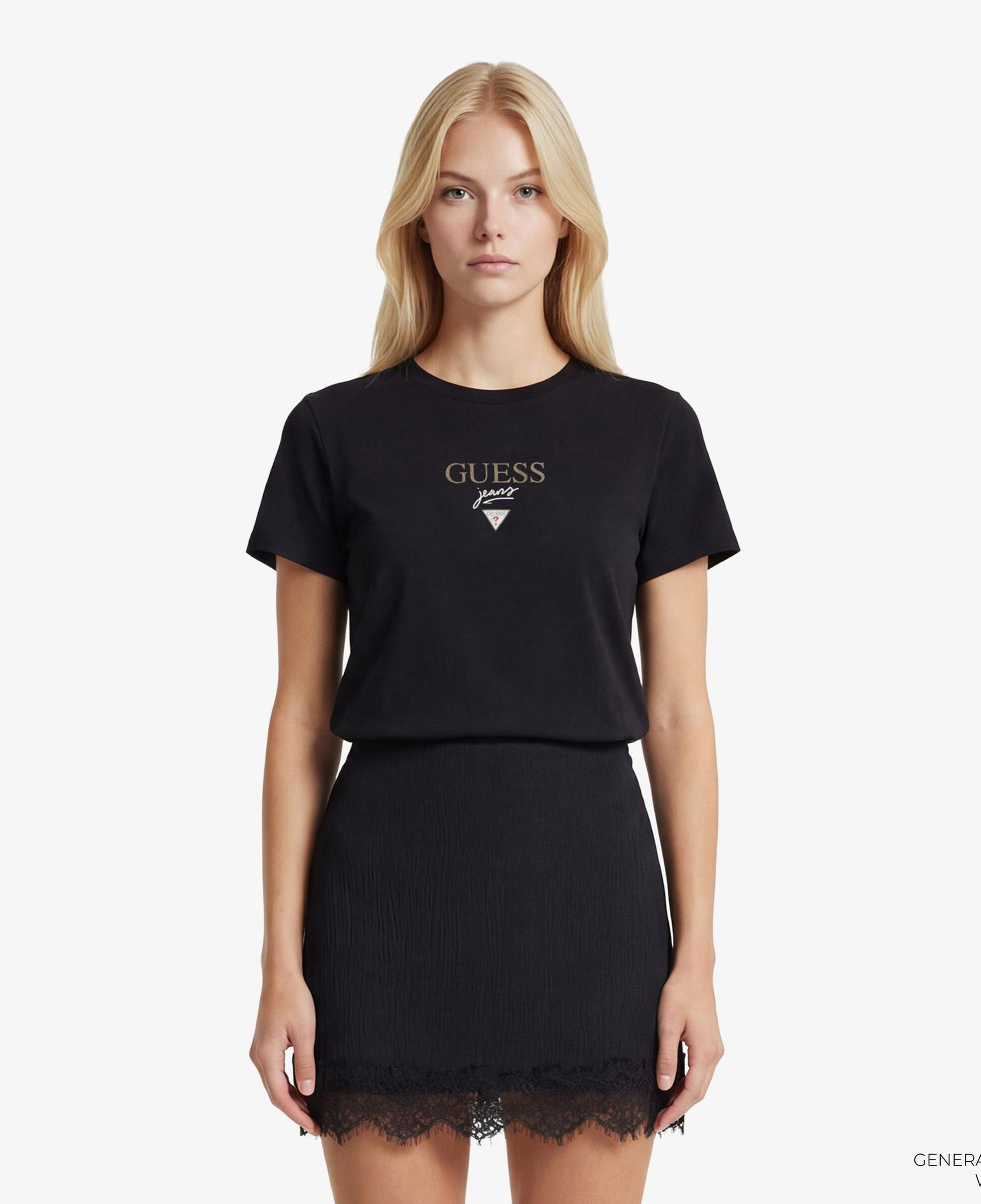 Guess Jeans Boxy Fit Kadın Siyah T-Shirt