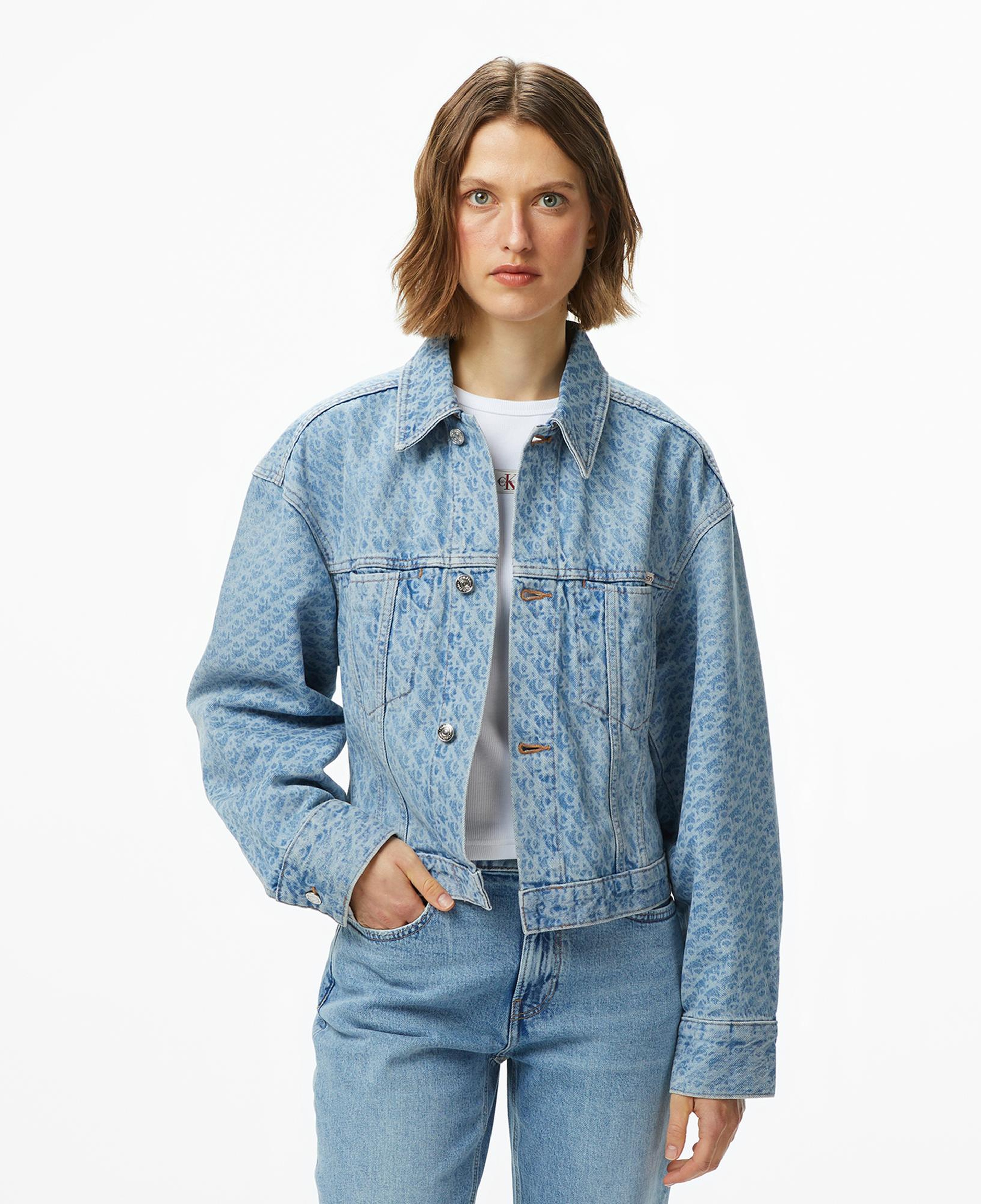 Calvin Klein Cinched Trucker Printed Kadın Mavi Ceket