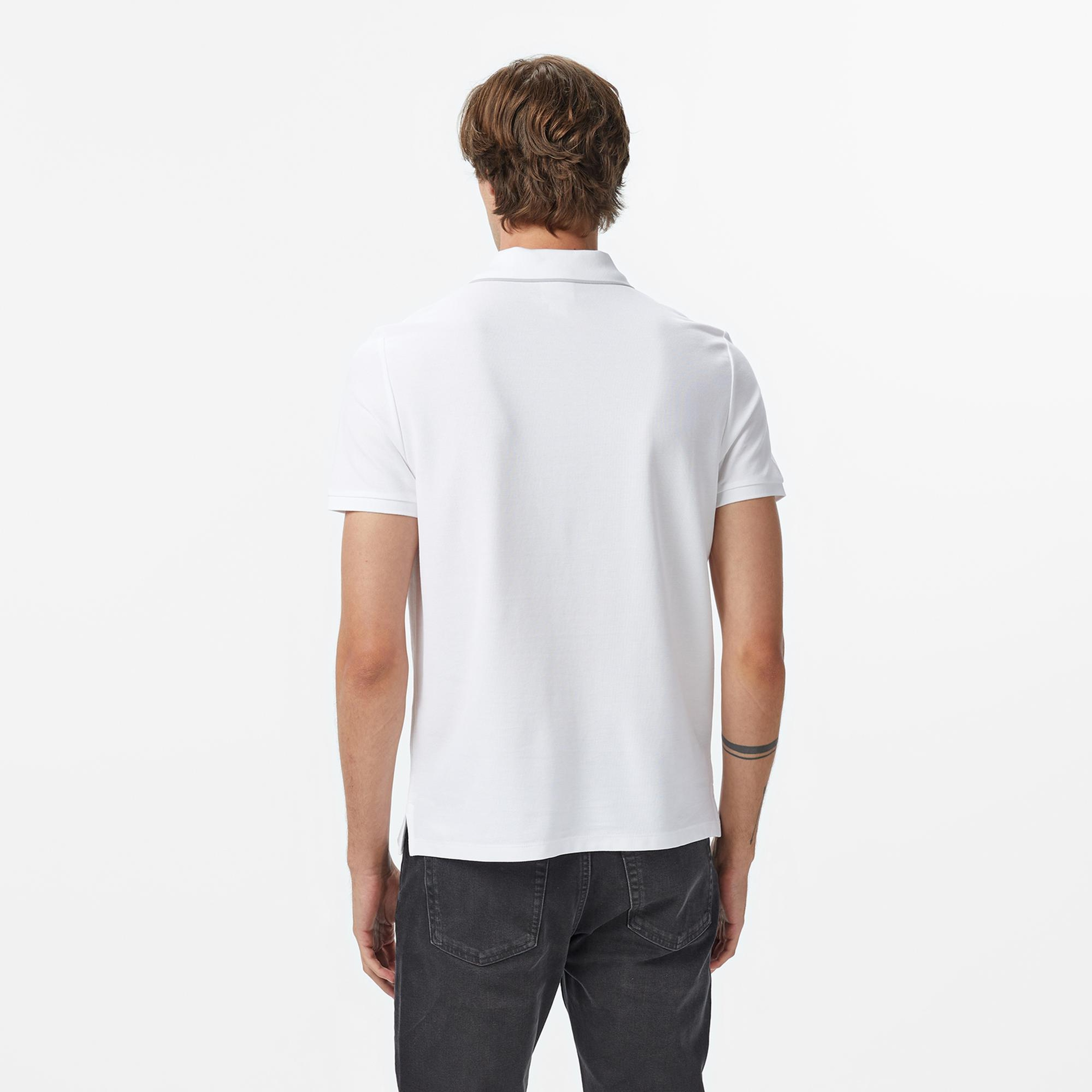 Calvin Klein Refined Pique Tipped Classic Erkek Beyaz Polo
