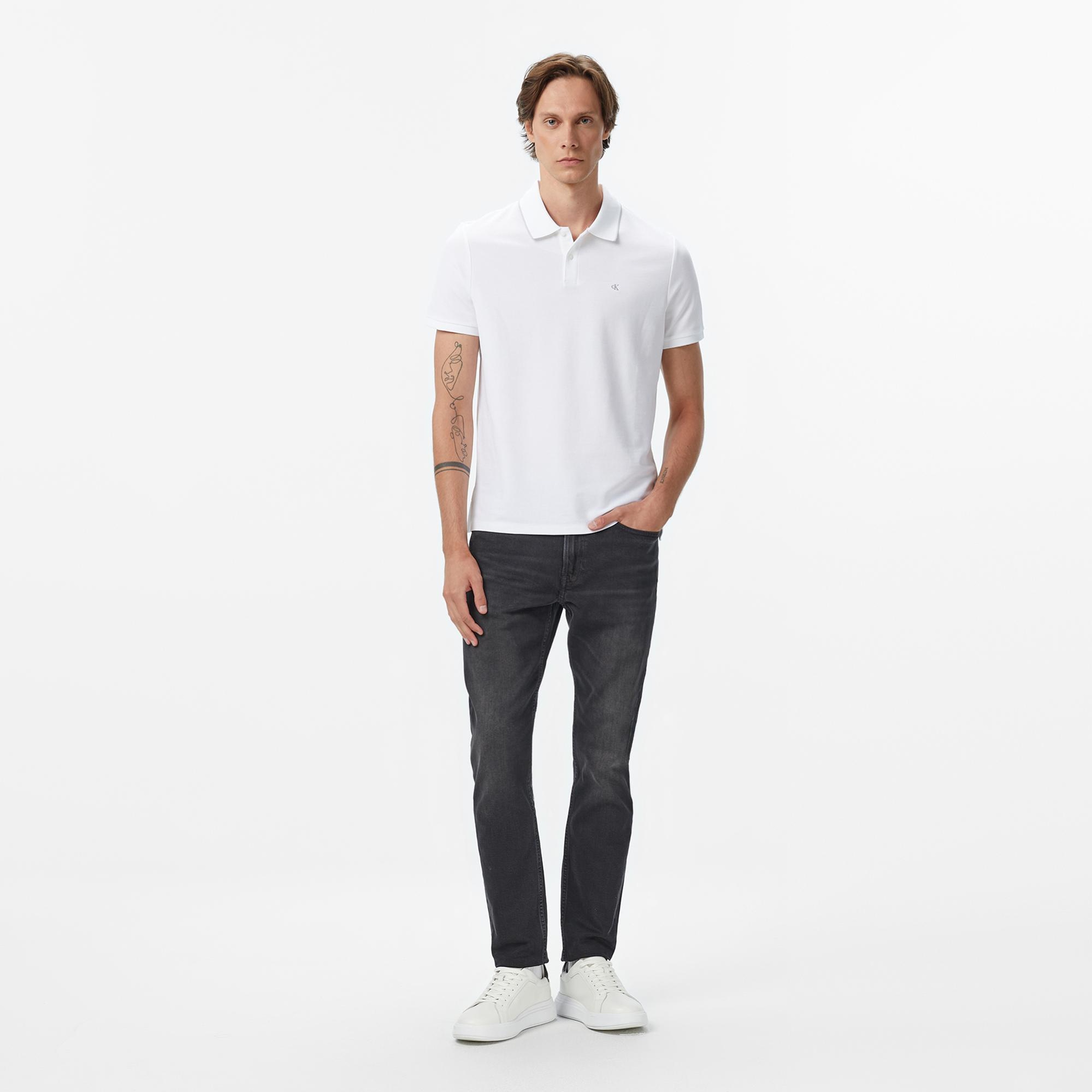 Calvin Klein Refined Pique Tipped Classic Erkek Beyaz Polo