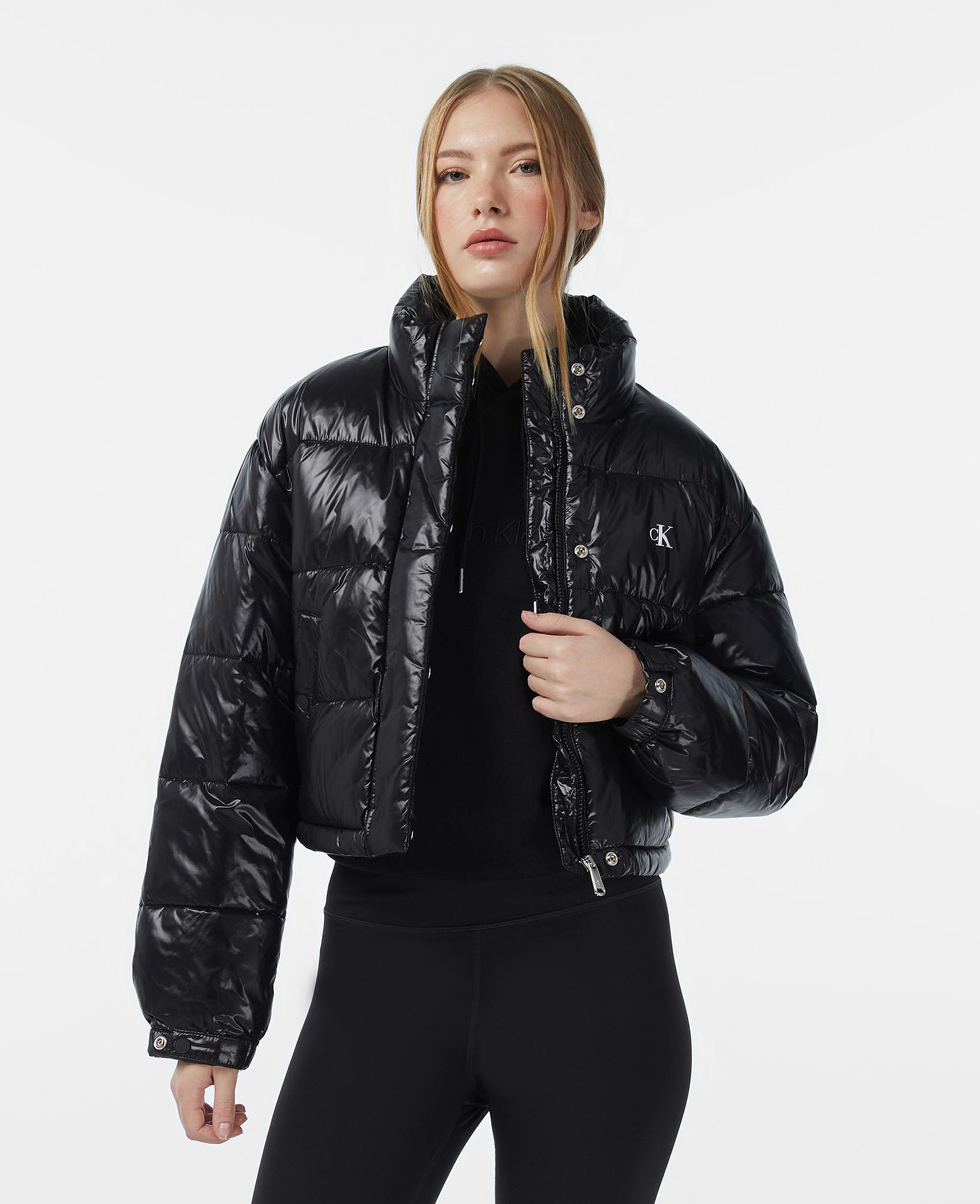 Calvin Klein Shine Crop Puffer Kadın Siyah Mont