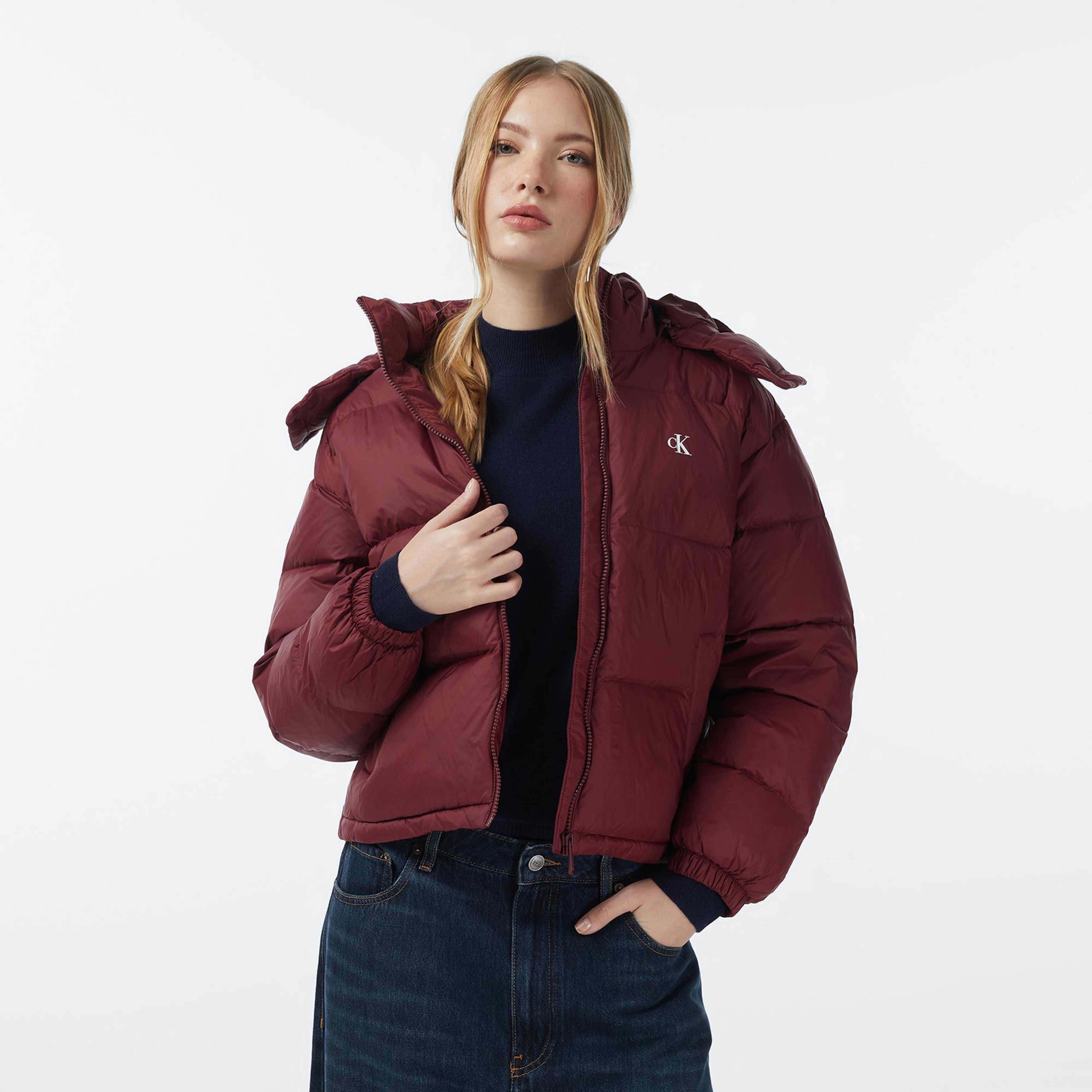 Calvin Klein Essential Midweight Puffer Kadın Bordo Mont