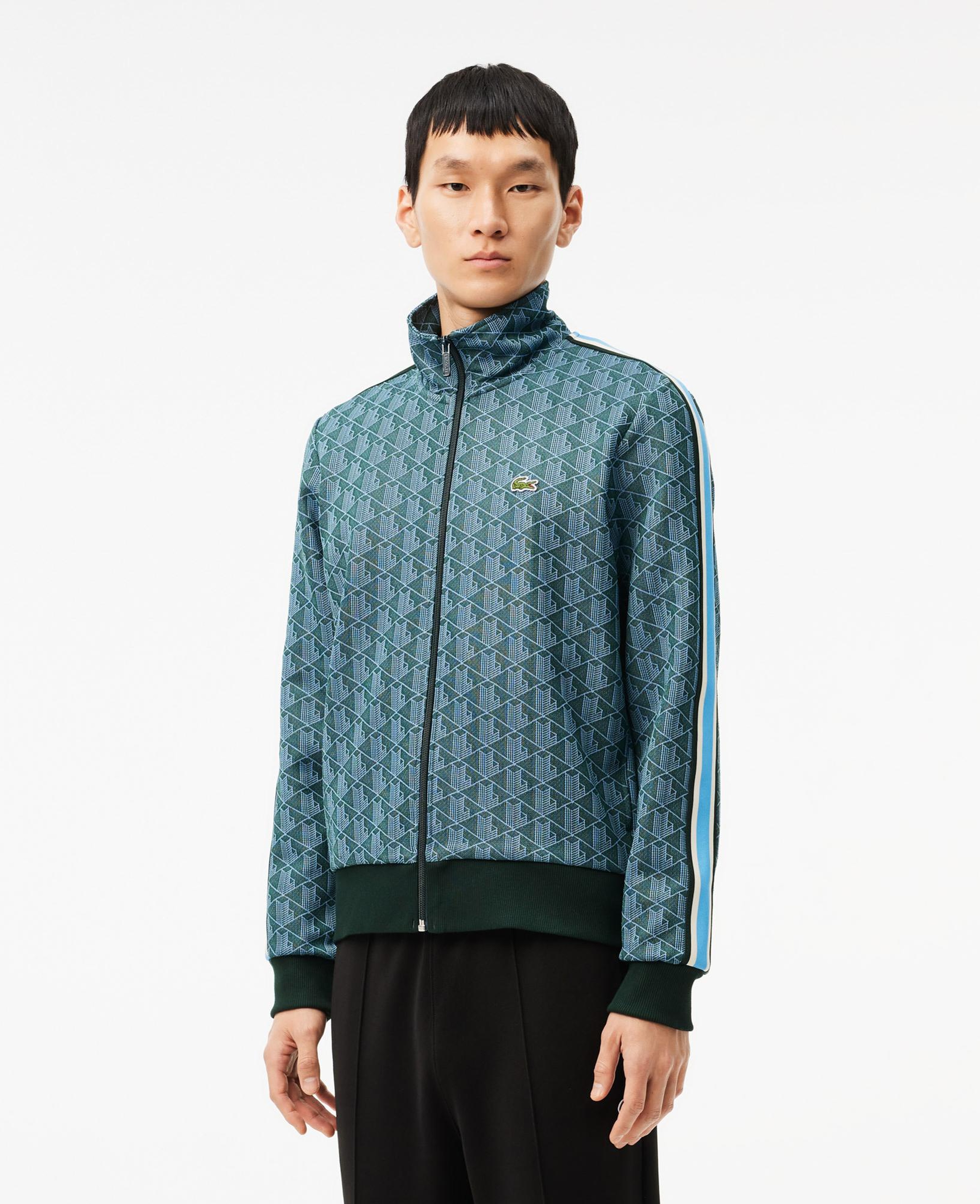 Lacoste Erkek Regular Fit Fermuarlı Monogram Yeşil Sweatshirt